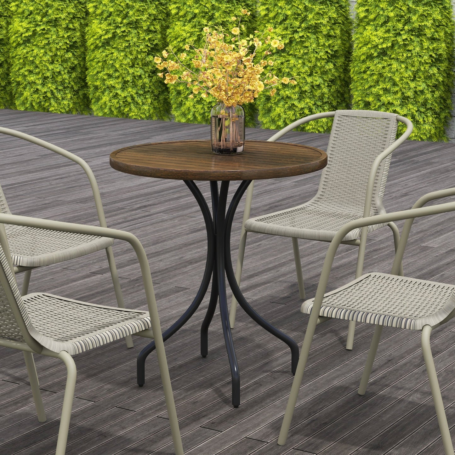 Outsunny Φ66cm Galvanised Steel Garden Table - Brown