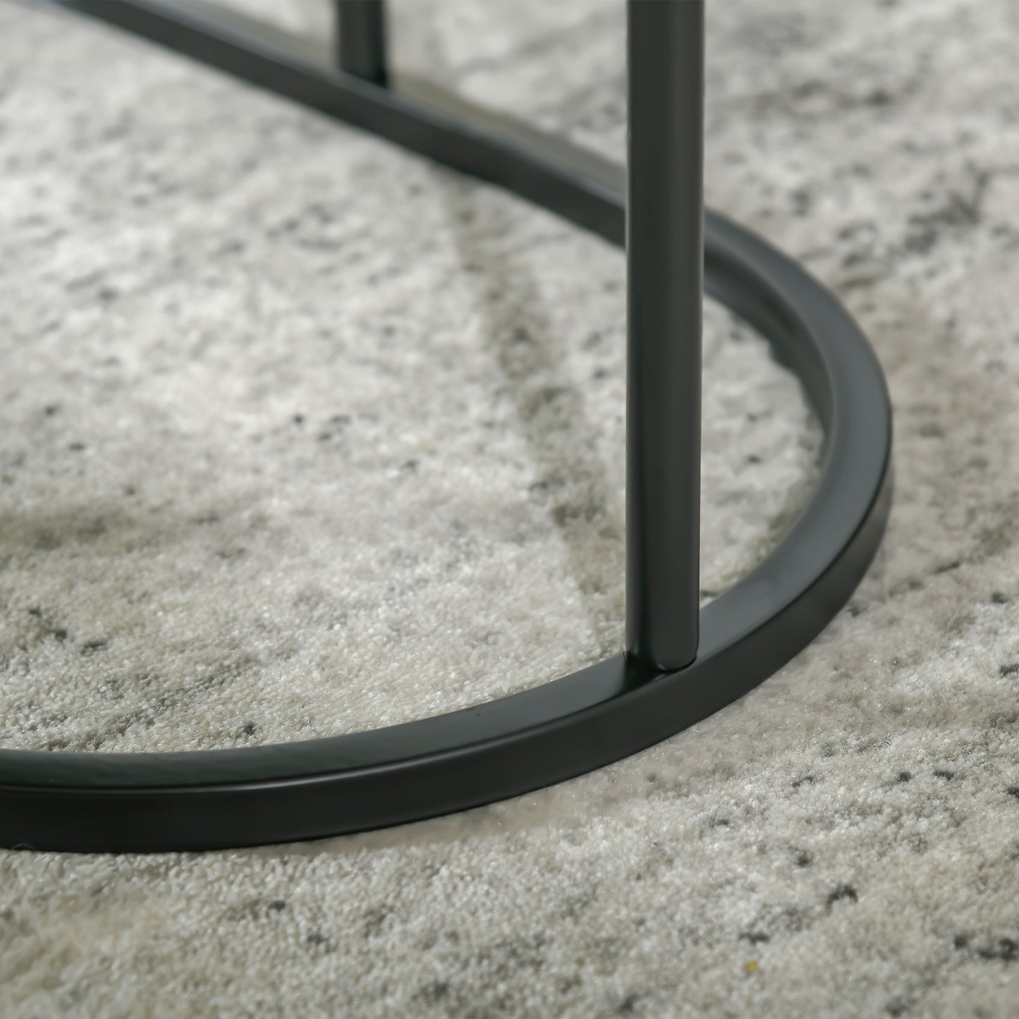 HOMCOM Nest of Tables with Steel Frame and Faux Marble Tabletop, Modern Coffee Table Set of 2, Black/White
