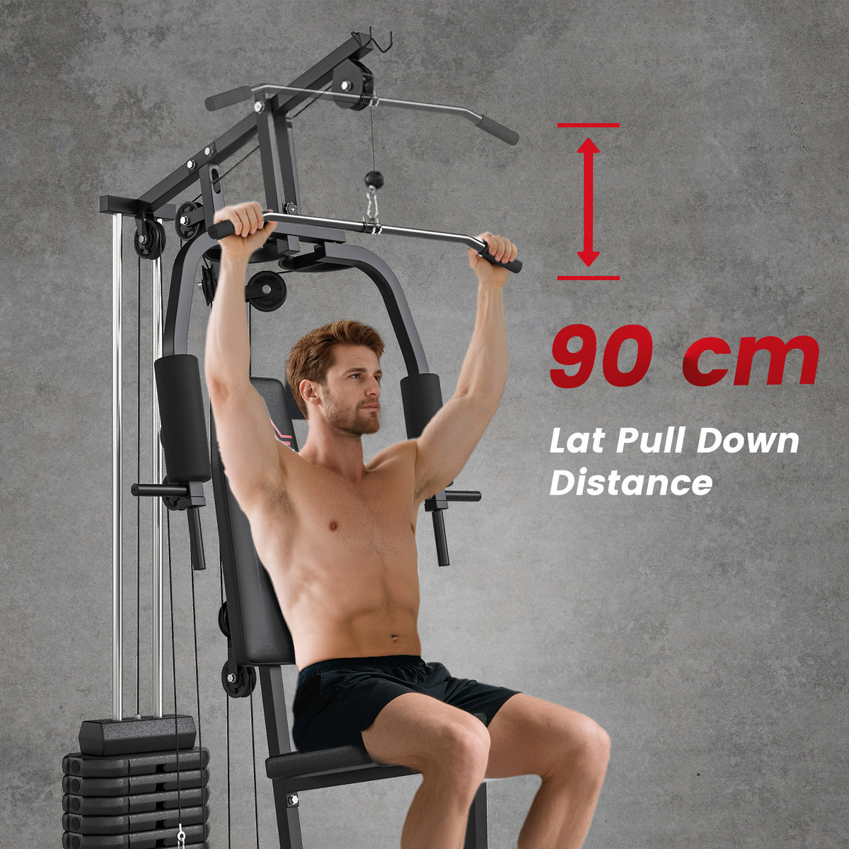 HOMCOM home gym machine with lat pulldown bar and 90 cm pull distance
