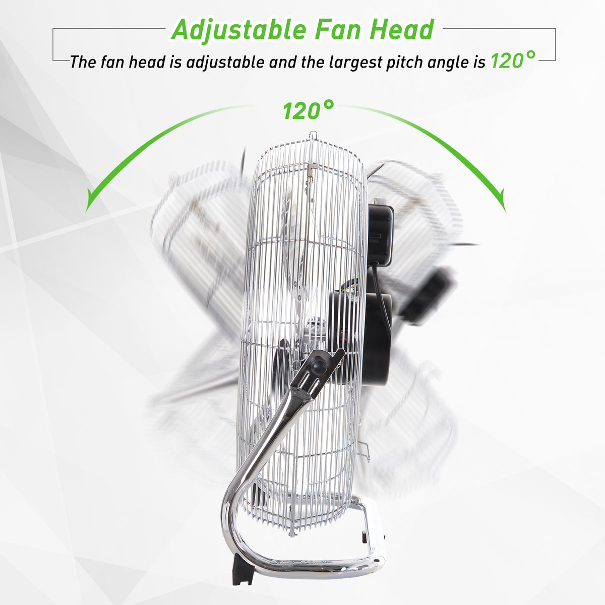 HOMCOM 18" Chrome Metal Floor Fan with Tilting, High Velocity, 3 Speed, Portable Gym Fan for Home Office, Silver