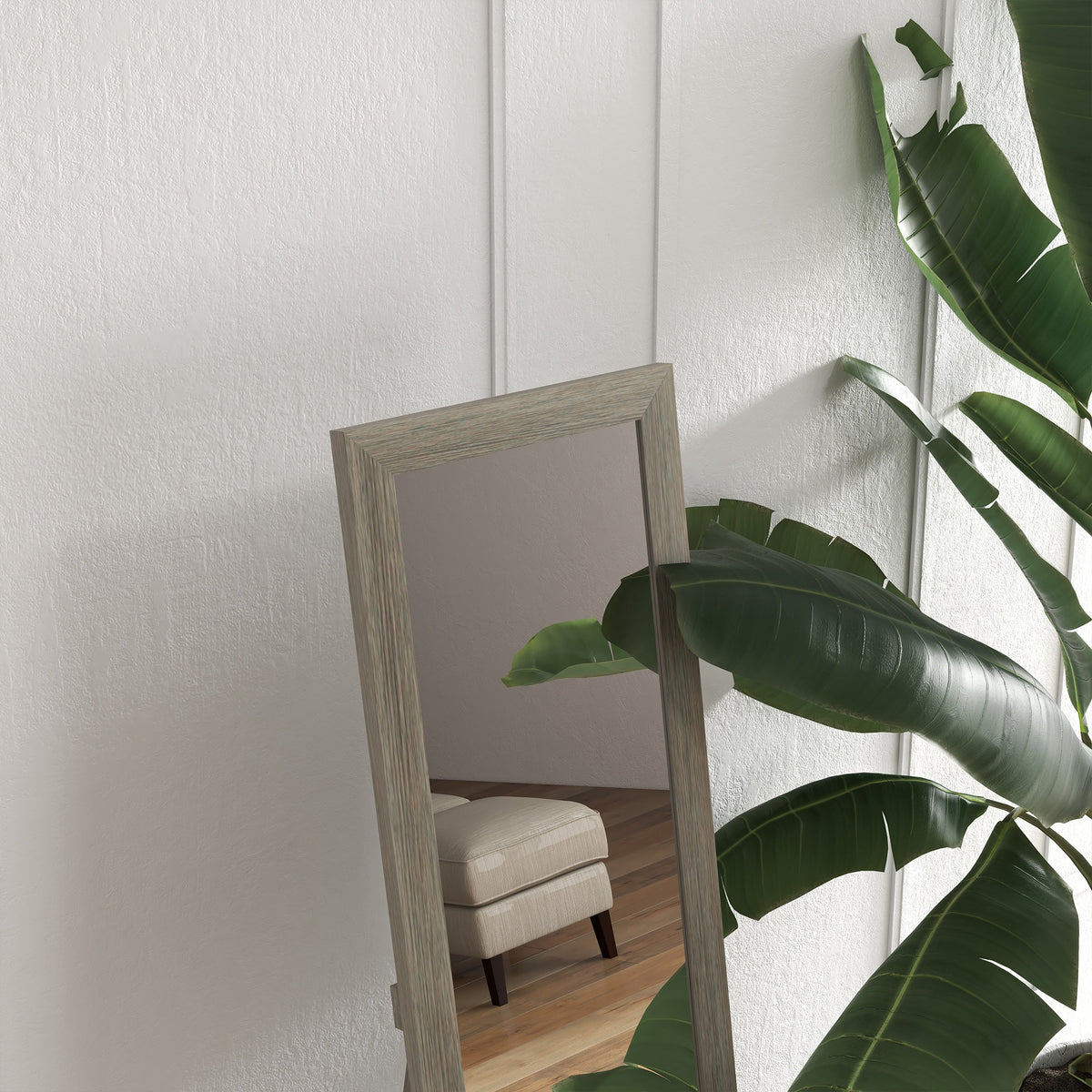 HOMCOM Full Length Mirror, 37 x 157 cm, Hanging or Freestanding, Rectangular Glass Full Body Mirror with Frame for Living Room, Bedroom, Cloakroom, Grey