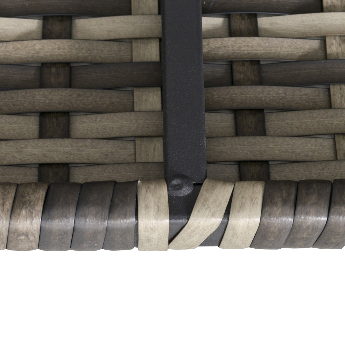 Outsunny chair underside detail showing woven rattan and black support frame