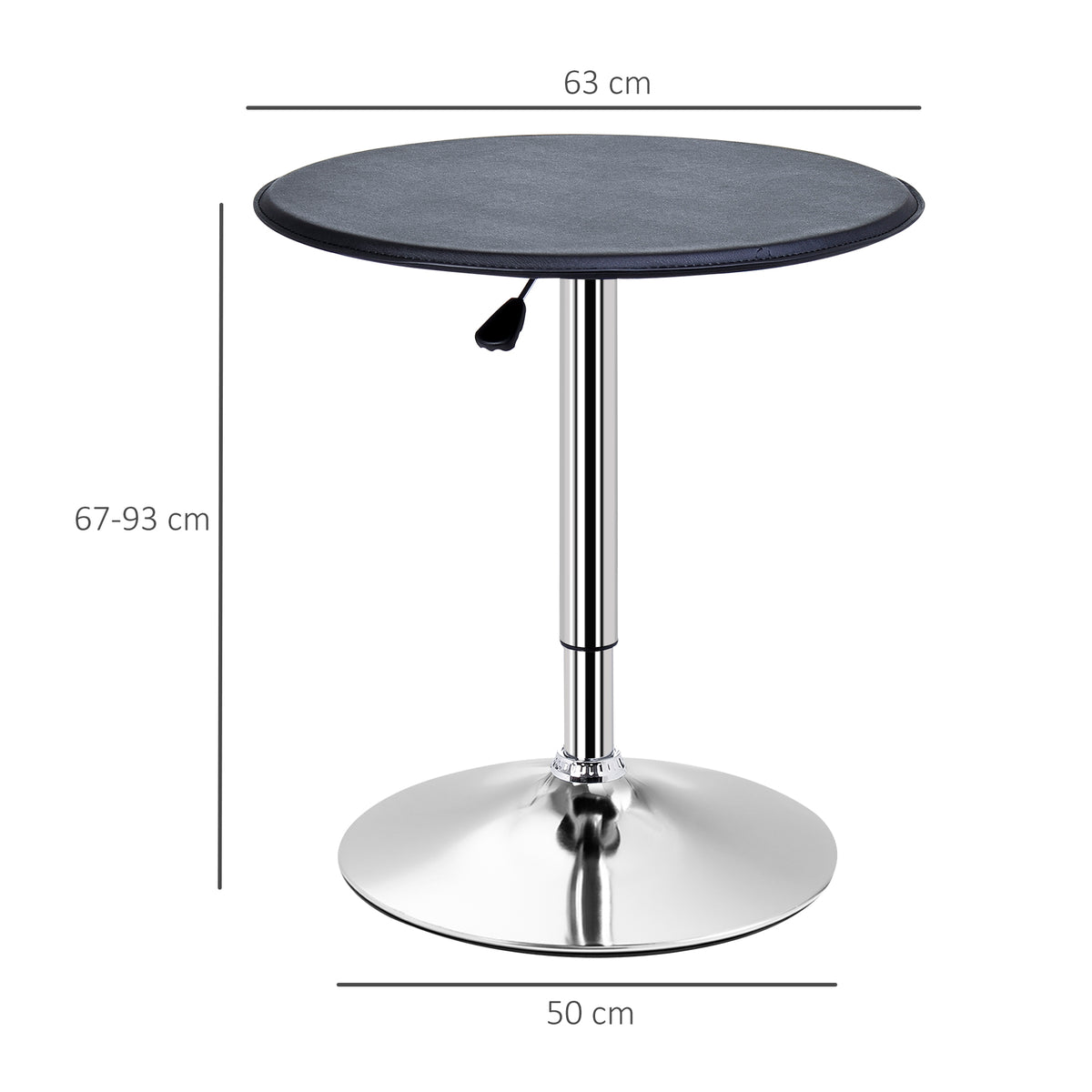 HOMCOM round bar table, 63 cm wide with adjustable 67–93 cm height