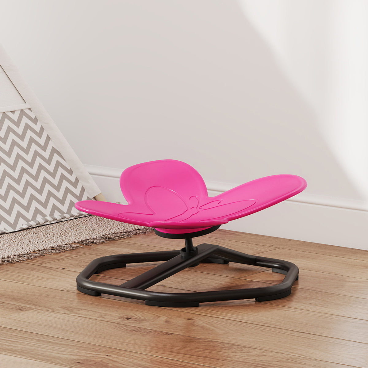 AIYAPLAY Butterfly-Shaped-kids Swivel Chair, Sensory Spinning Chair for Balance, Coordination Training, Pink