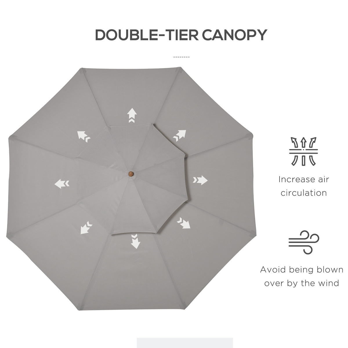 Outsunny grey double-tier parasol canopy viewed from above