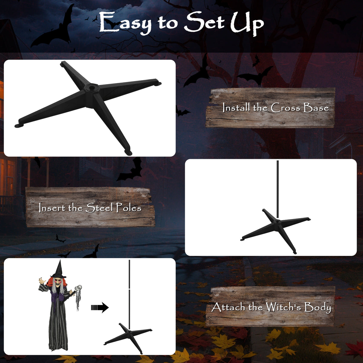 Outsunny 160cm Lifelike Moving Witch Decoration - Multi