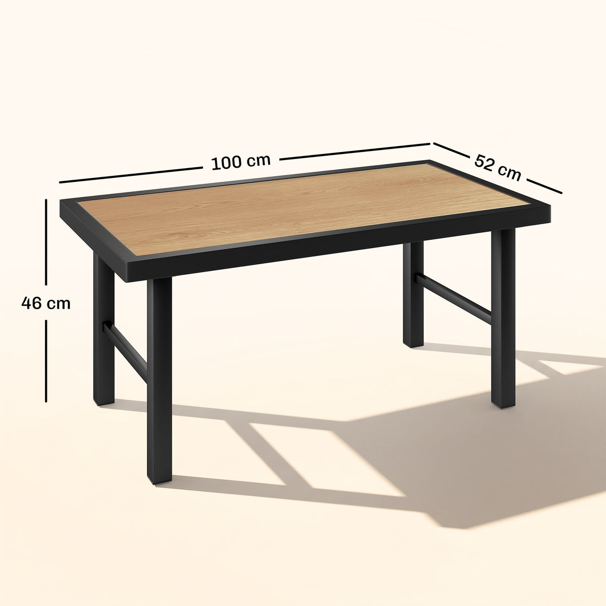 Outsunny garden coffee table with 100 x 52 x 46 cm dimensions