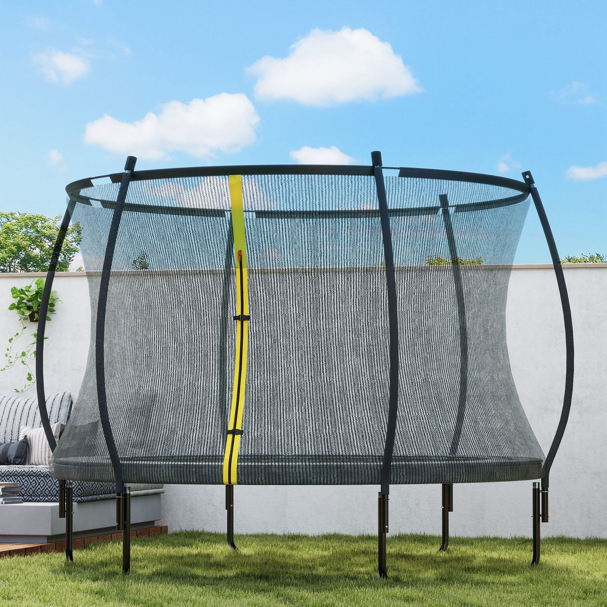 SPORTNOW 10ft Outdoor Trampoline with Enclosure Net, Spring Cover, Black