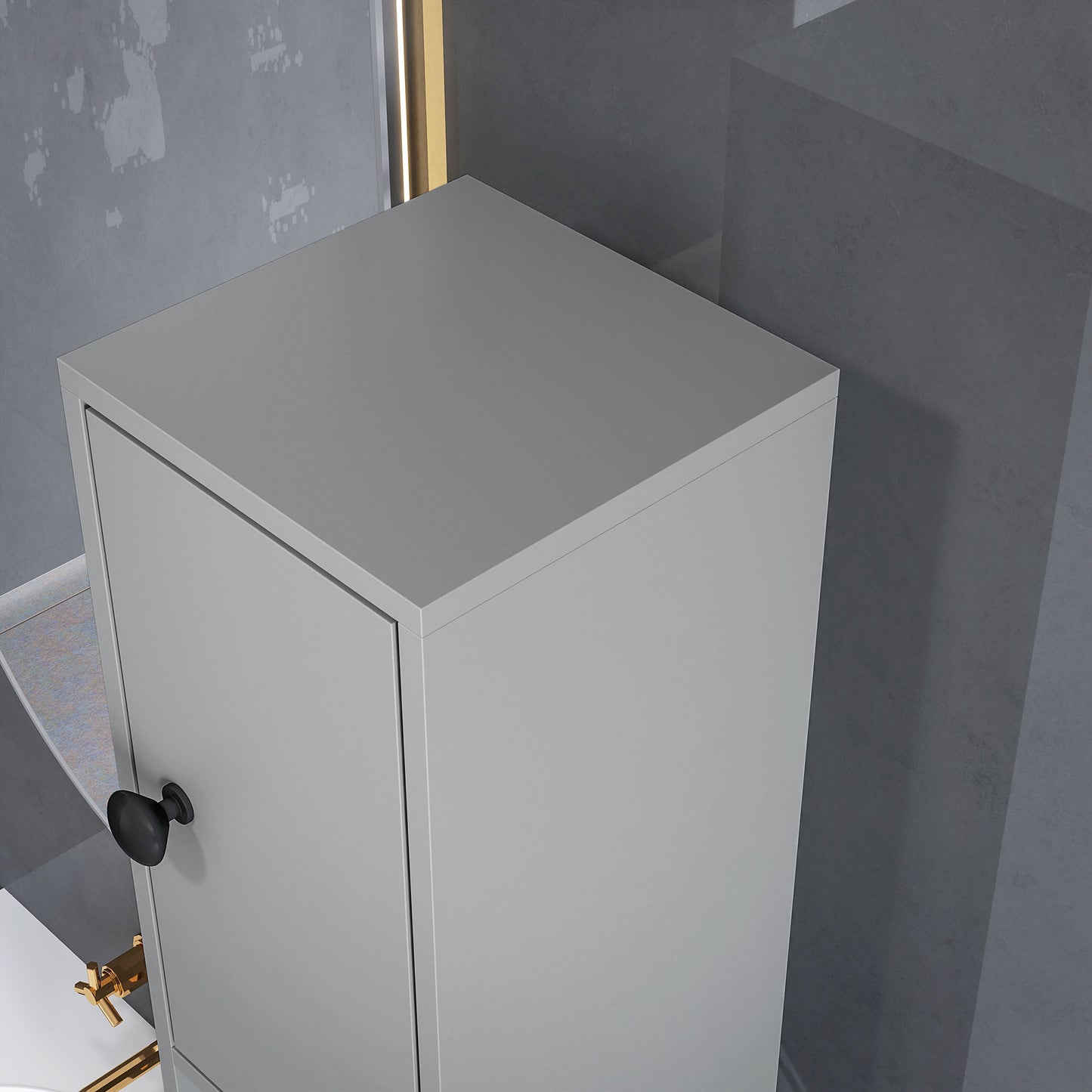 kleankin 180cm Slim Bathroom Cabinet, with Drawer, Shelves and Cupboards - Grey