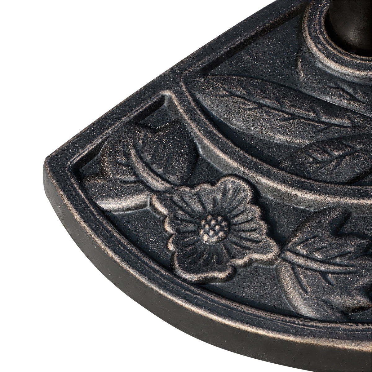 Outsunny 9kg Resin Parasol Base, Half Round Umbrella Stand with Floral Design for Garden, Outdoor, Suitable Umbrella Rod: Ø3.8cm, Ø4.8cm, Bronze Tone