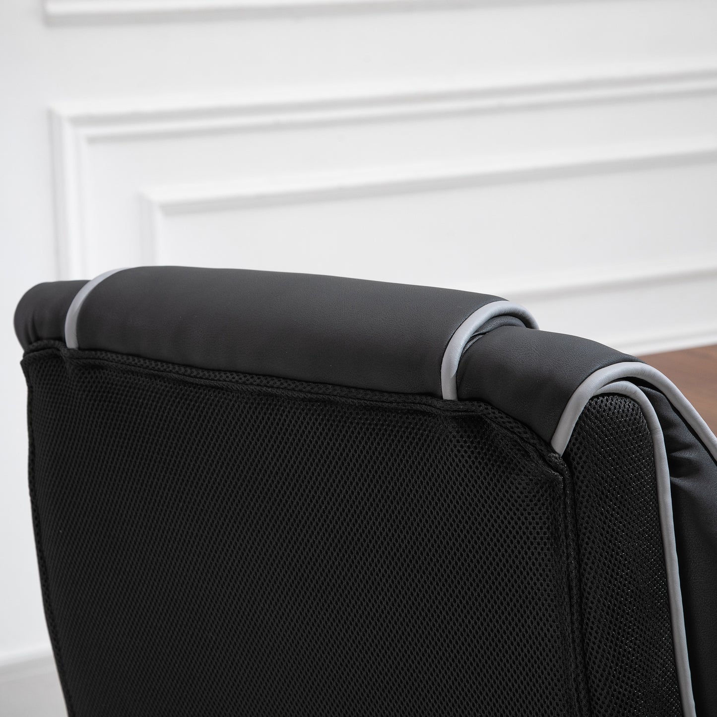 Vinsetto Faux Leather Executive Office Chair, with Contrast Piping - Black/White