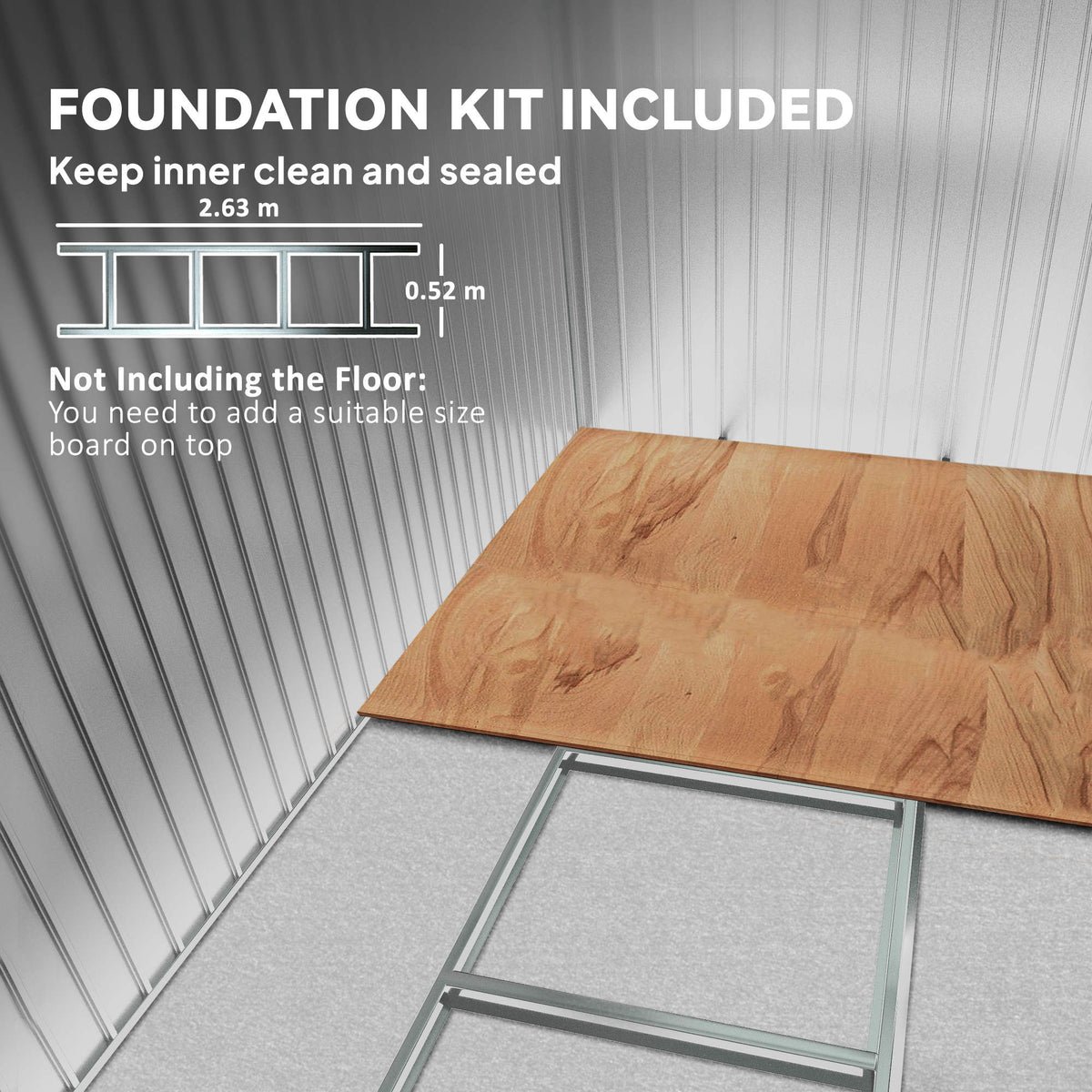 Outsunny shed foundation kit frame with a separate plywood floor panel