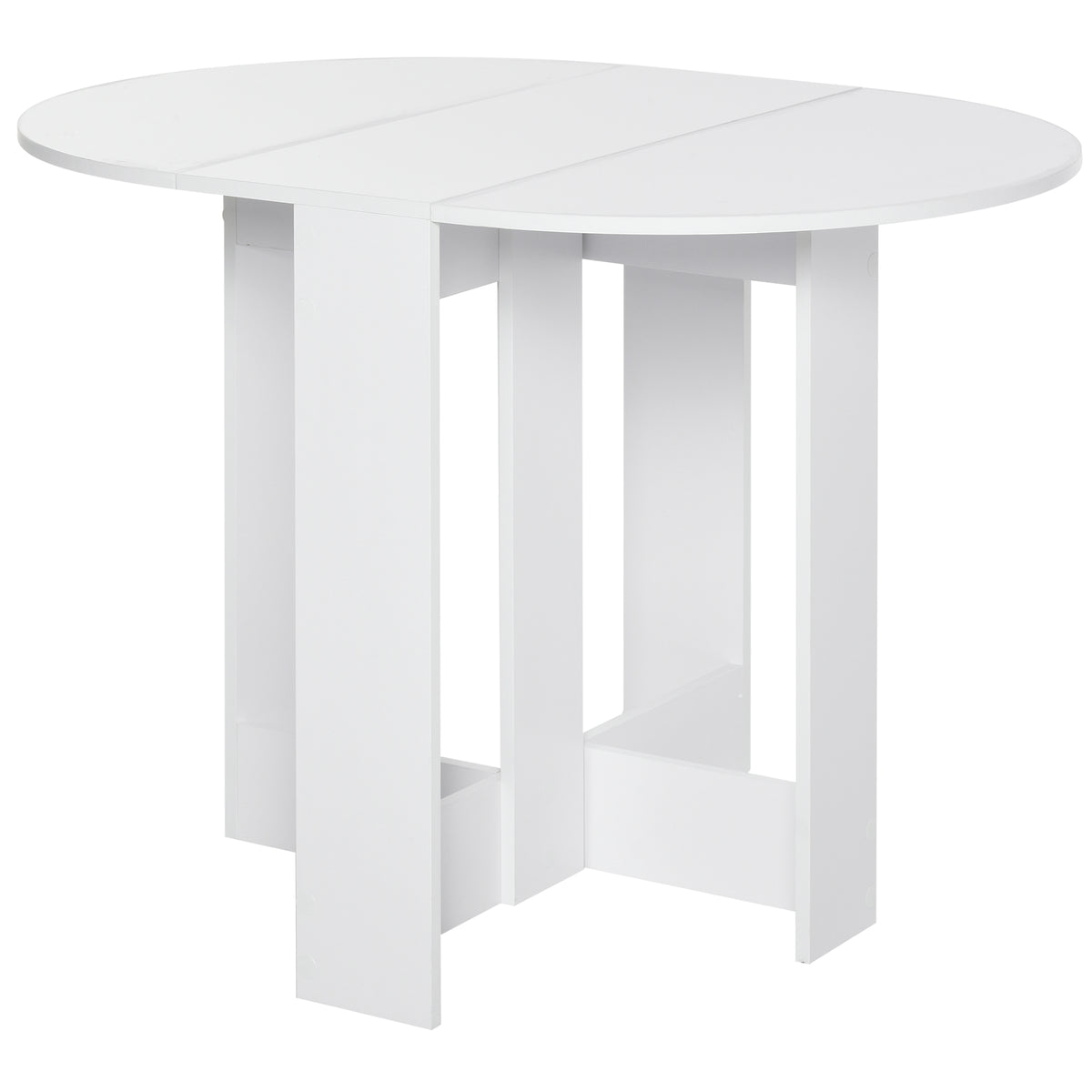 HOMCOM white folding dining table with both drop leaves extended