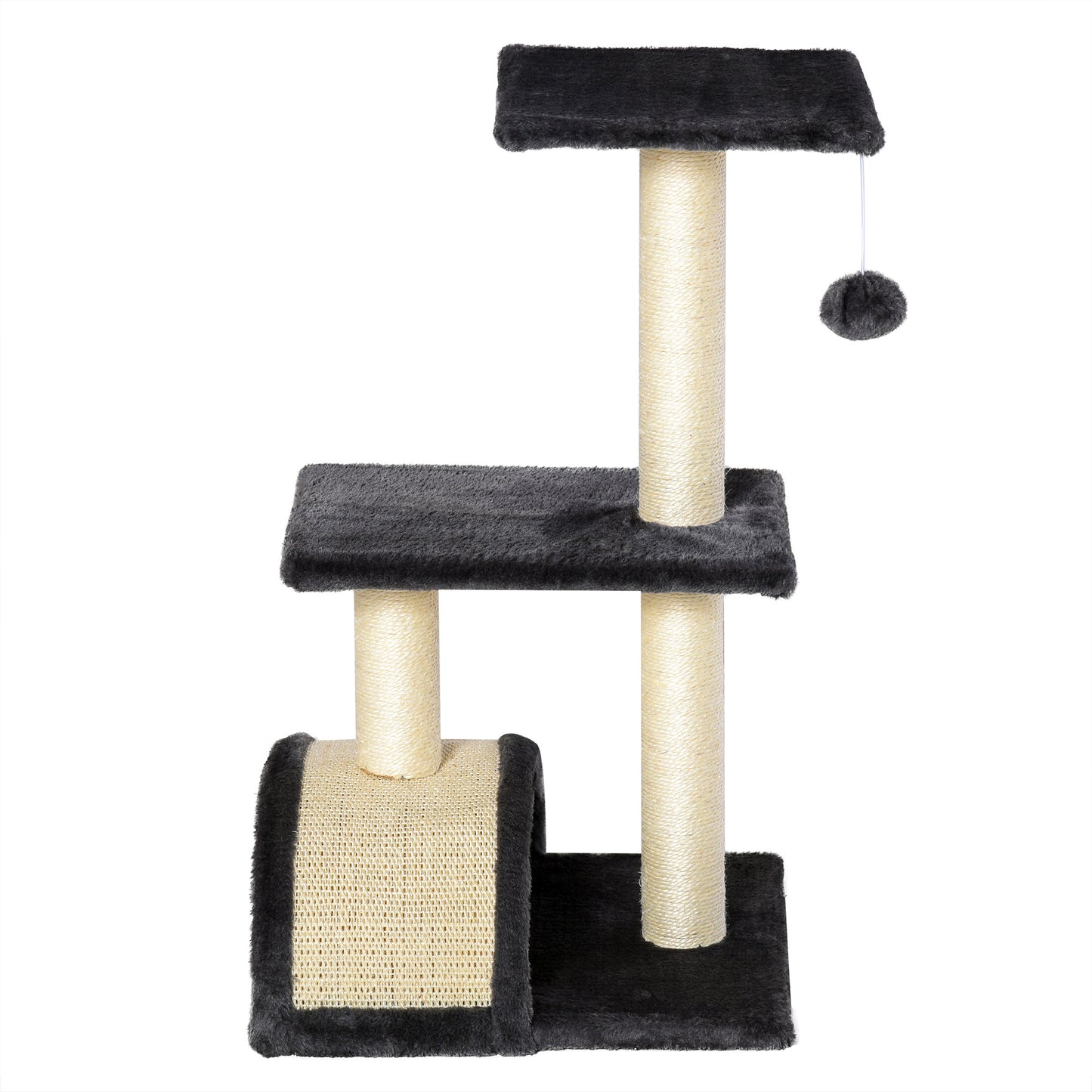PawHut 72cm Cat Tree with Scratching Post, Pad for Indoor Cats - Smoky Grey