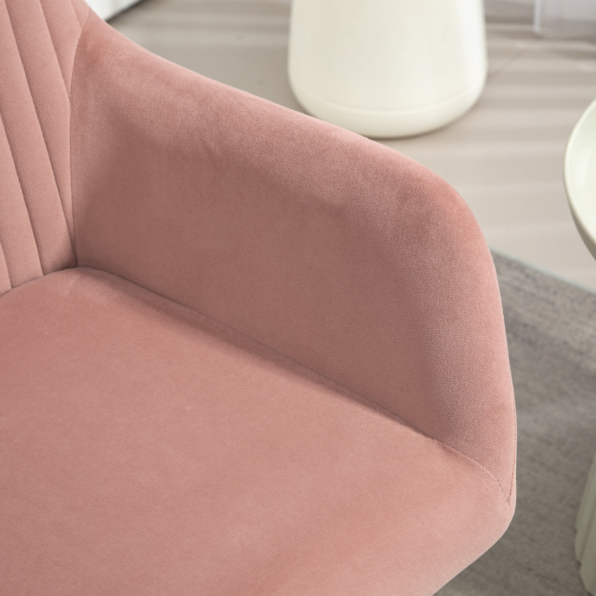 HOMCOM Modern Arm Chair Set of 2 Upholstered Accent Chair with Metal Base for Living Room Pink