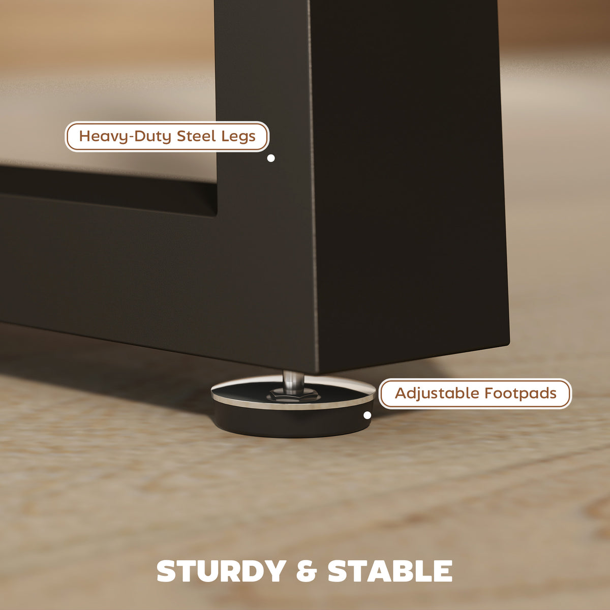 Dining table steel leg with adjustable footpad