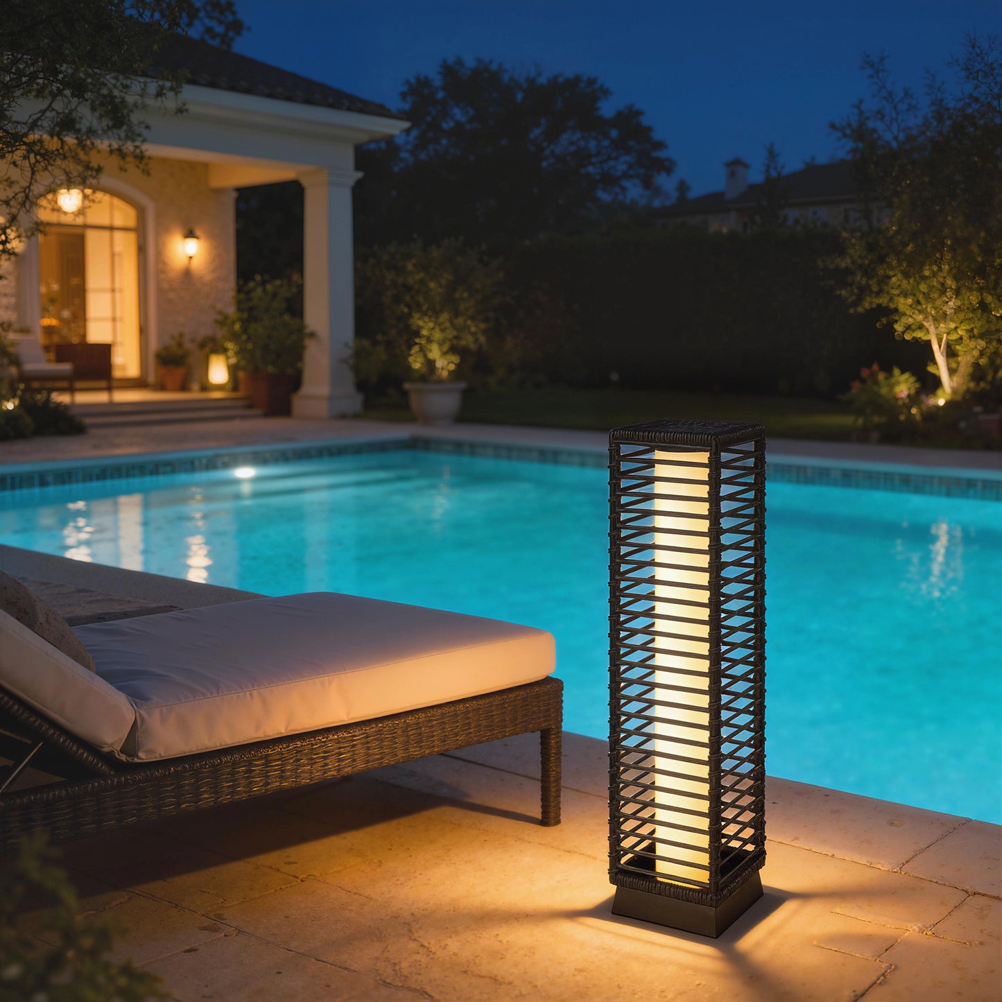 Outsunny Garden Rattan Lamp, 68 cm Solar Rattan Floor Lamp, Solar Garden Light with Auto On/Off LEDs, IP44 Waterproof, Black