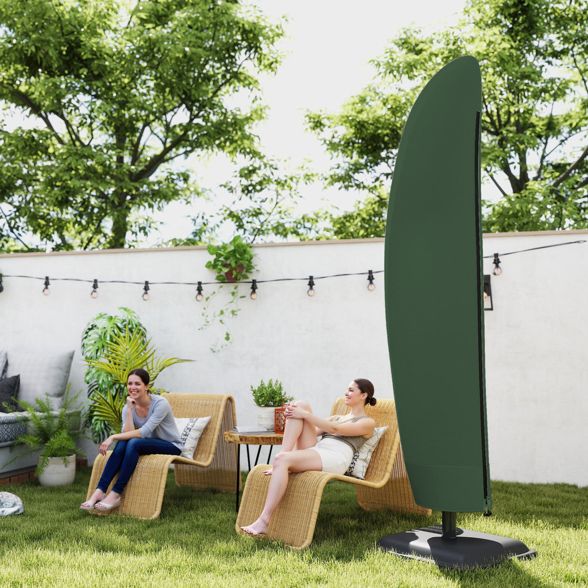 Outsunny Parasol Cover, 600D Oxford Cantilever Umbrella Cover Fit for 2-4m Parasol, Green