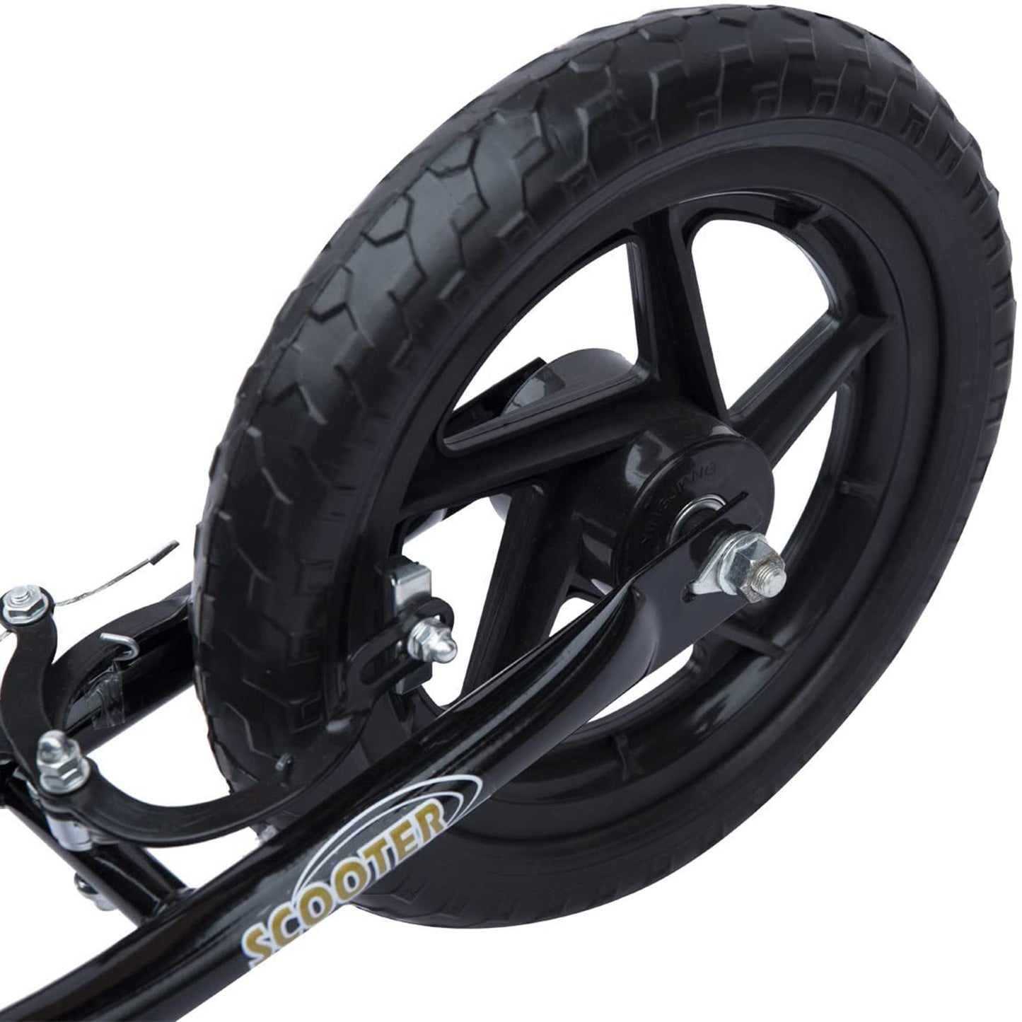 HOMCOM Kids Scooter Kick Scooter, with 12" EVA Tyres, Rear Brake, Big Wheels Scooter for 5-12 Years , Black