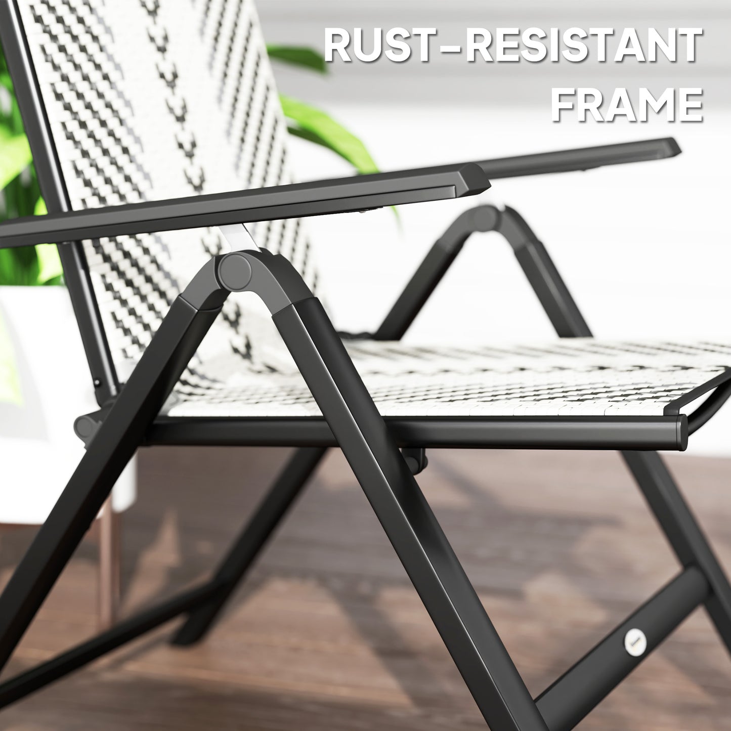 Outsunny Set of Two Rattan Reclining Garden Chairs - Grey