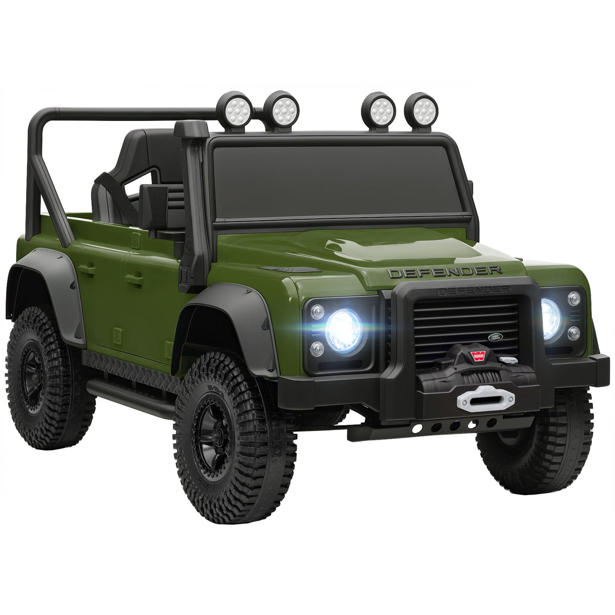 Photo of AIYAPLAY Kids Ride On Car with Remote Control, Music, Horn, 4 Spring Suspension Wheels, LED Lights for 3-5 Years Old, Green in Green colour on a white background