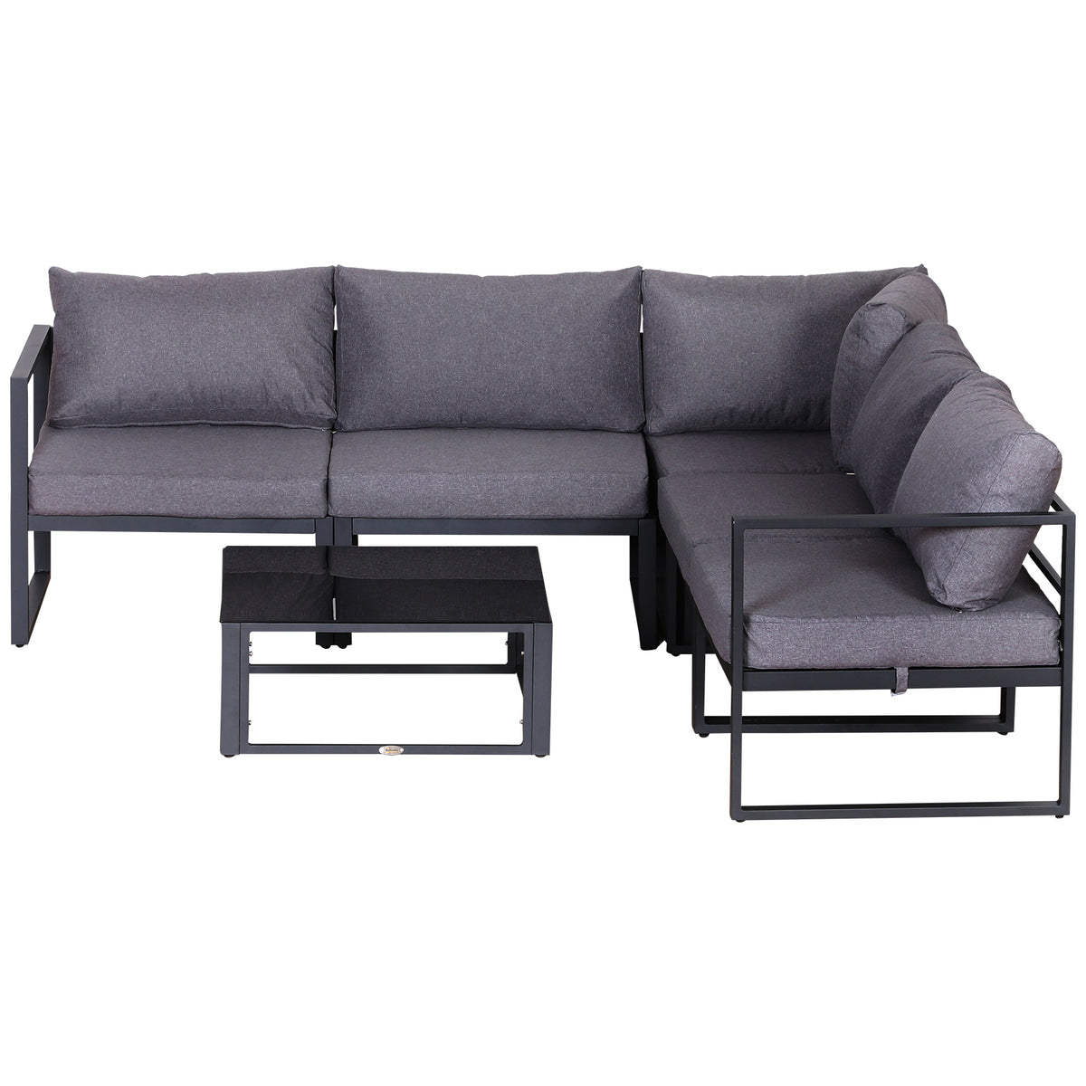 Outsunny 5 Seater Aluminium Garden Furniture Set, Garden Sofa Set with Thick Cushions for Patio and Balcony, Outdoor, Grey