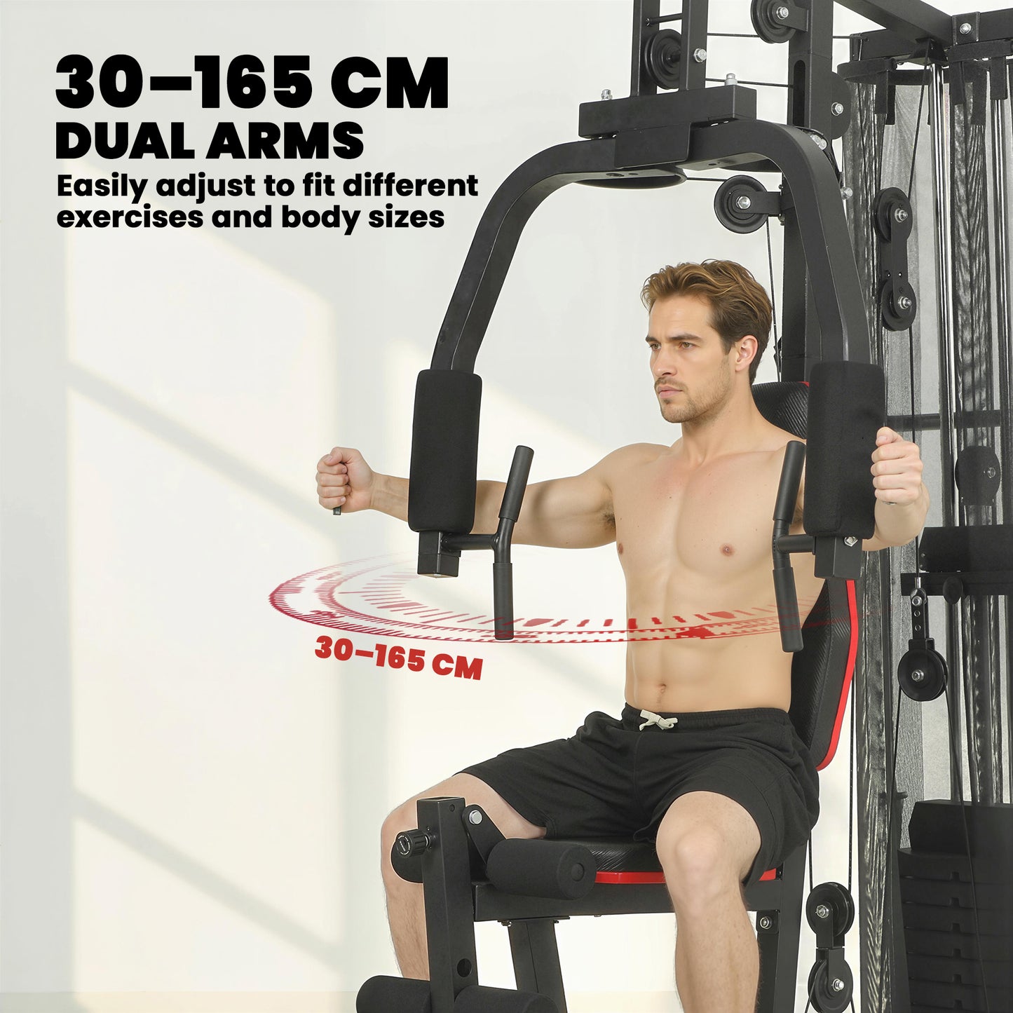SPORTNOW Home Multi Gym Smith Machine with 65kg Weight Stack, Cable Pulley System, Chest Station, Preacher Pad & Leg Developer