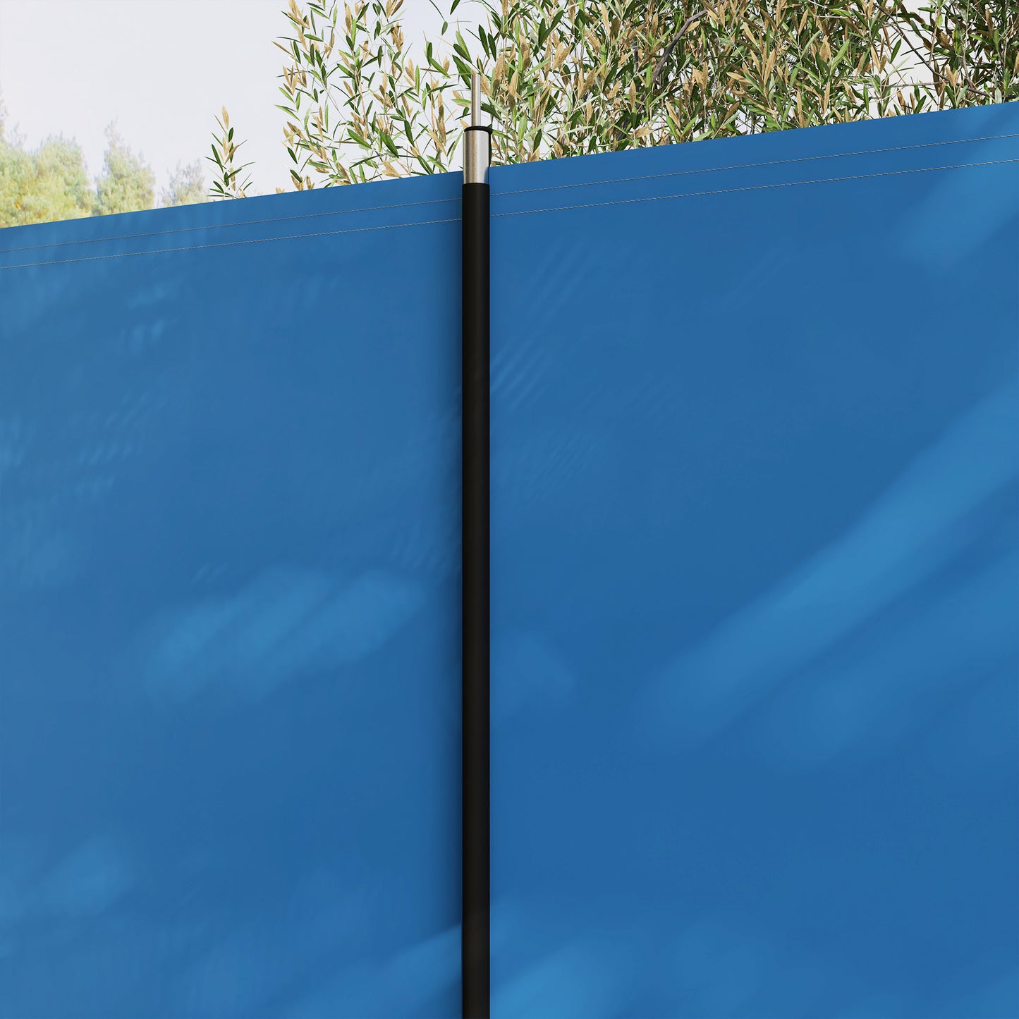 Outsunny 4 Pole Camping Windbreaks, Beach Wind Shield Shelter with Carry Bag and Steel Poles, 540cm x 150cm, Blue