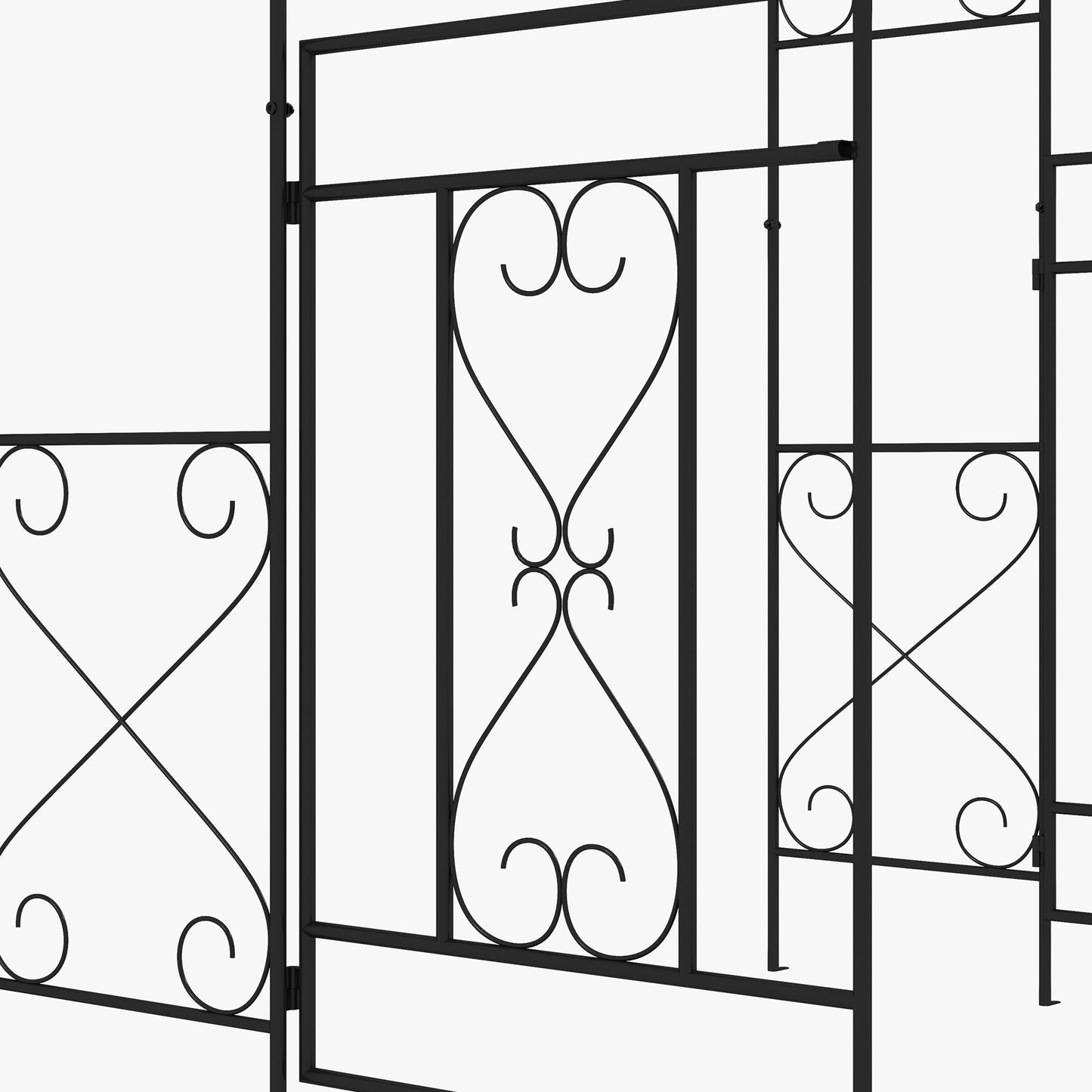Outsunny Garden Arch with Double Gates, Metal Garden Arbor for Climbing Roses & Vines, Decorative Outdoor Archway for Backyard Pathways, Black