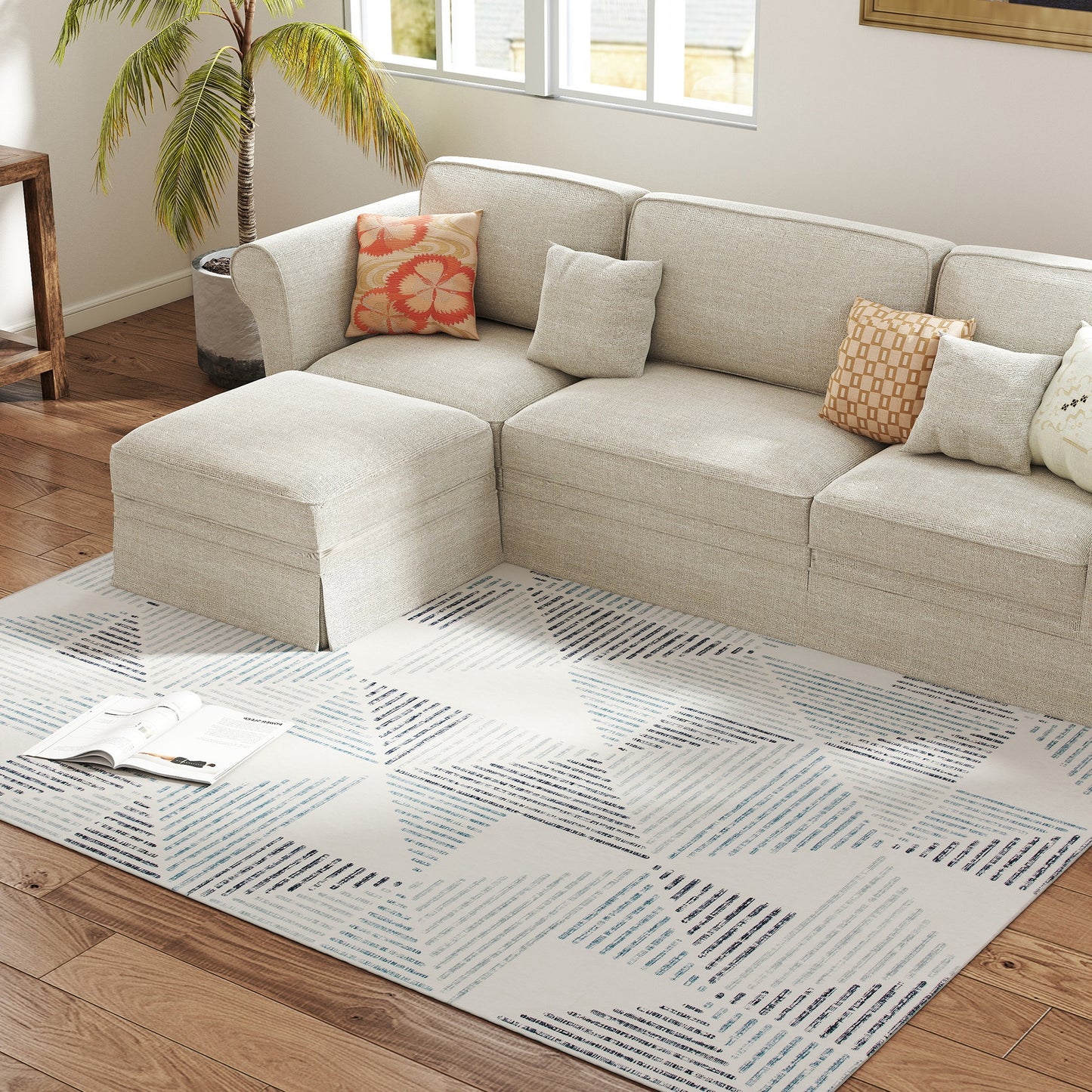 HOMCOM Modern Area Rug, Geometric Pattern Non-Slip Washable Rug, Soft Floor Carpet for Living Room, Bedroom, Dining Room, Home Office, 230 x 160 cm, Multi-Coloured