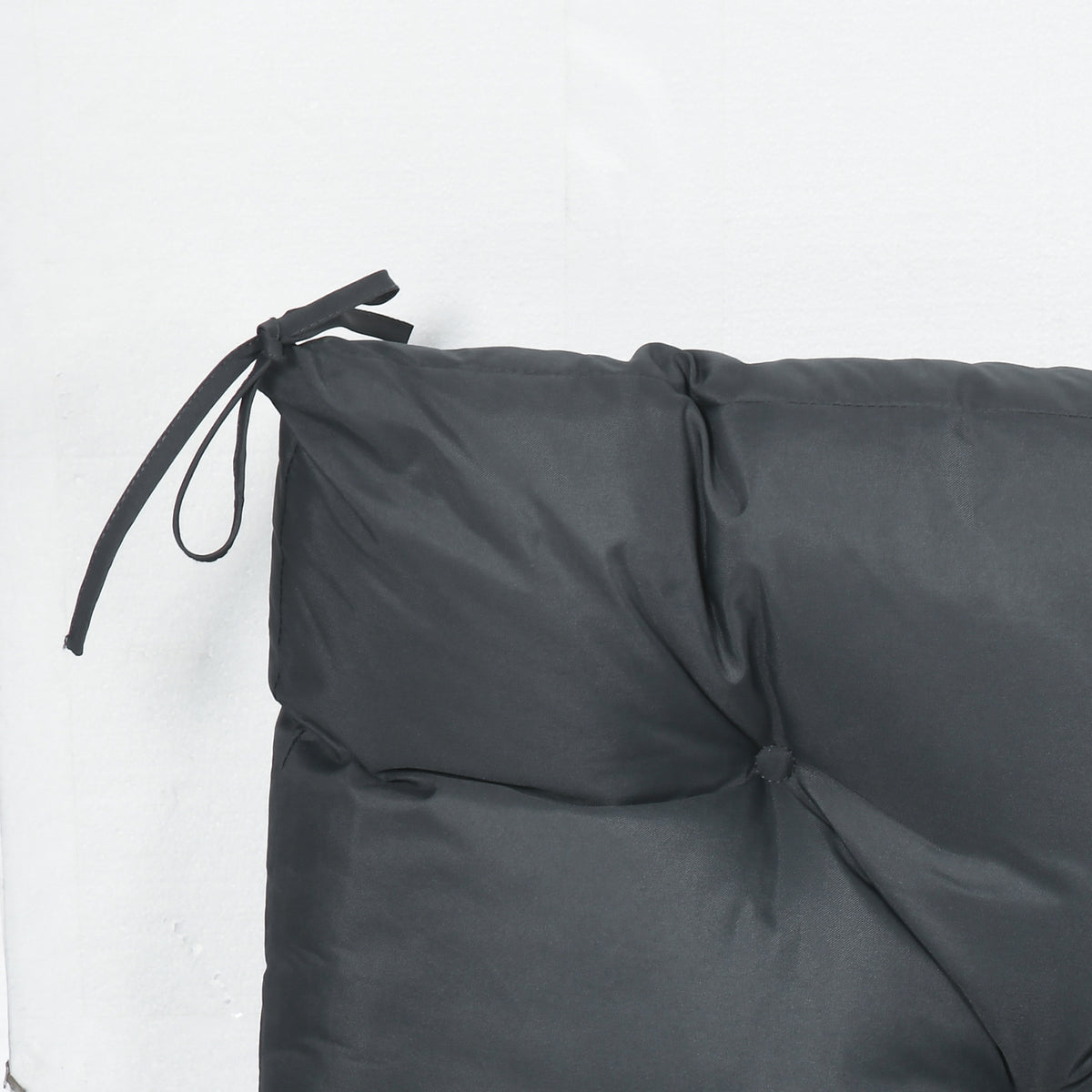 Outsunny 2 Seater Bench Pad, Garden Swing Chair Cushion with Back and Ties, Tufted Style Garden Furniture Window Seat Cushion for Indoor and Outdoor Use, 98 x 100 cm, Dark Grey