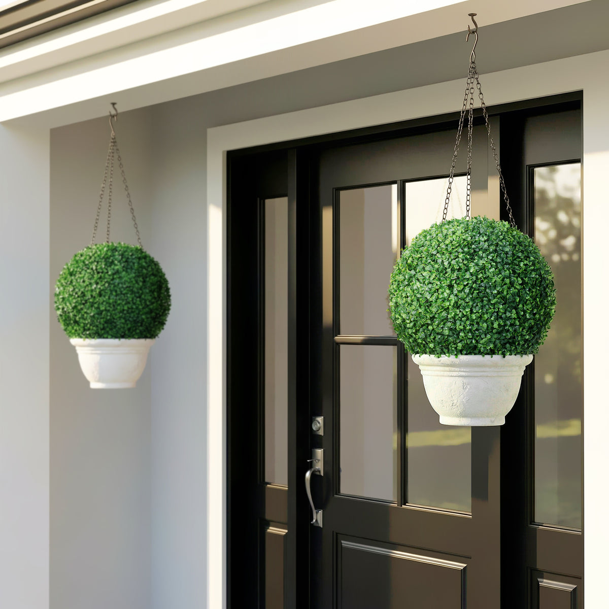 HOMCOM Set of Two Artificial Boxwood Balls Plants - Green