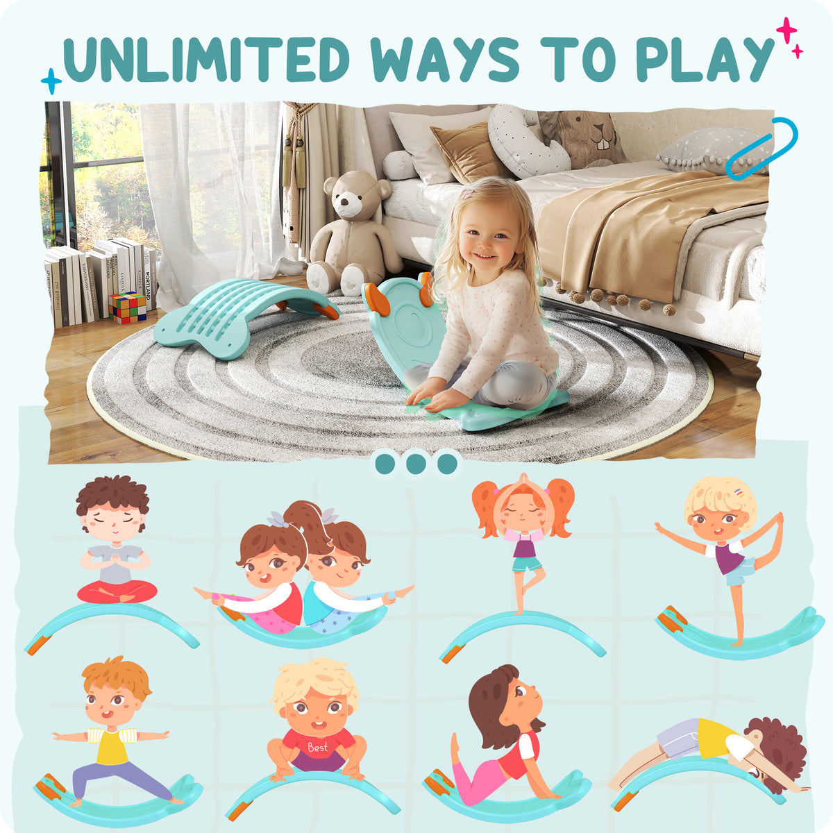 AIYAPLAY light blue balance board used for seated play and balance exercises