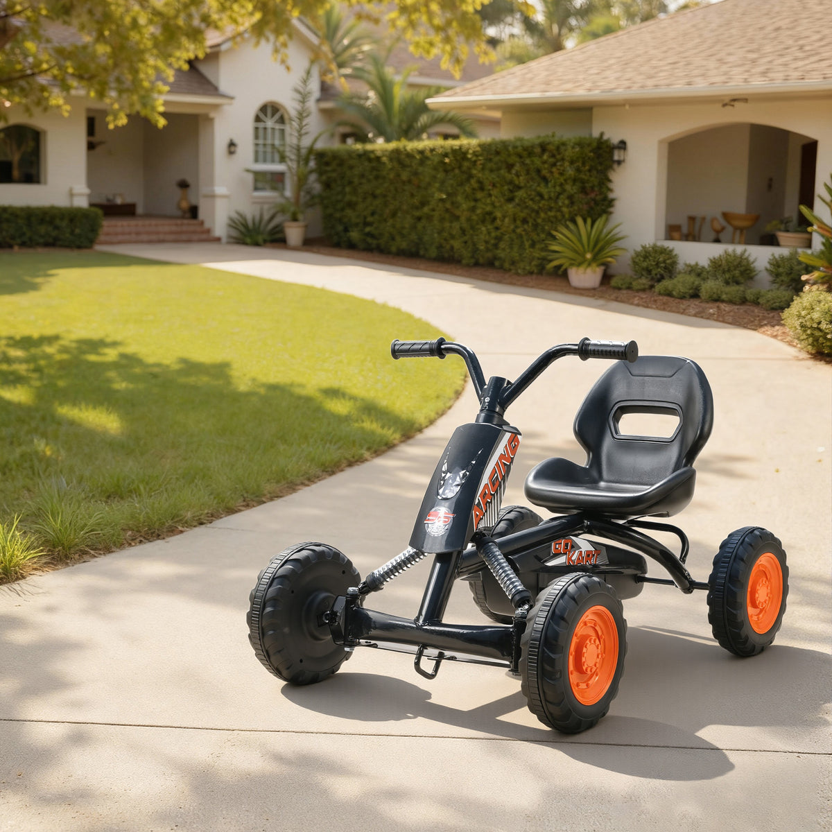 AIYAPLAY Kids Pedal Go Kart with Steel Frame, Sporty Design, for Ages 2-5 Years, Black