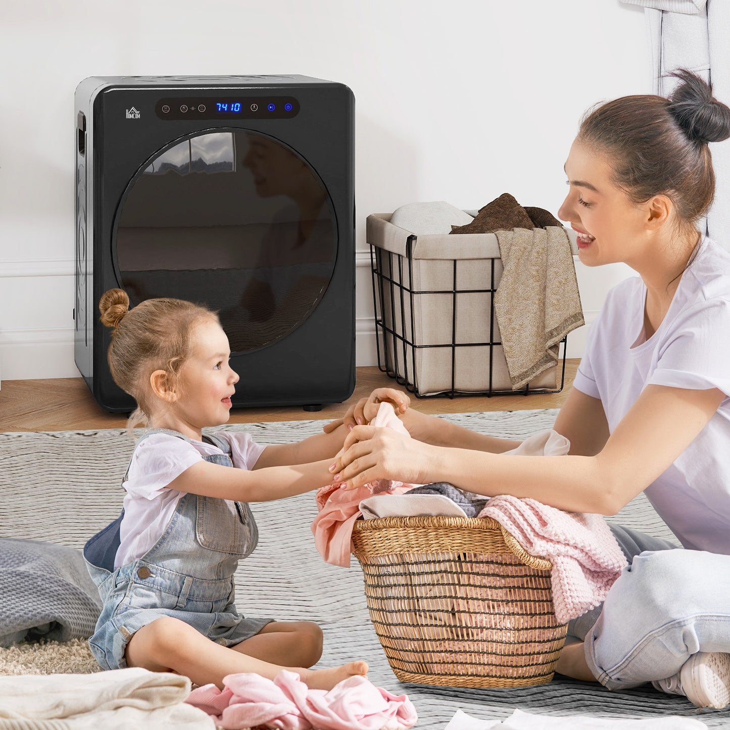 HOMCOM 4kg Compact 40-60℃ Tumble Dryer - Black