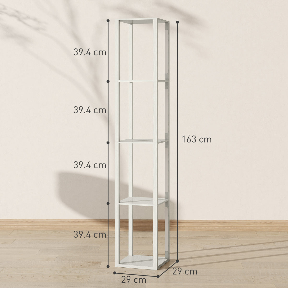 HOMCOM Floor Lamp with Shelves and 3 Brightness Levels - Oak