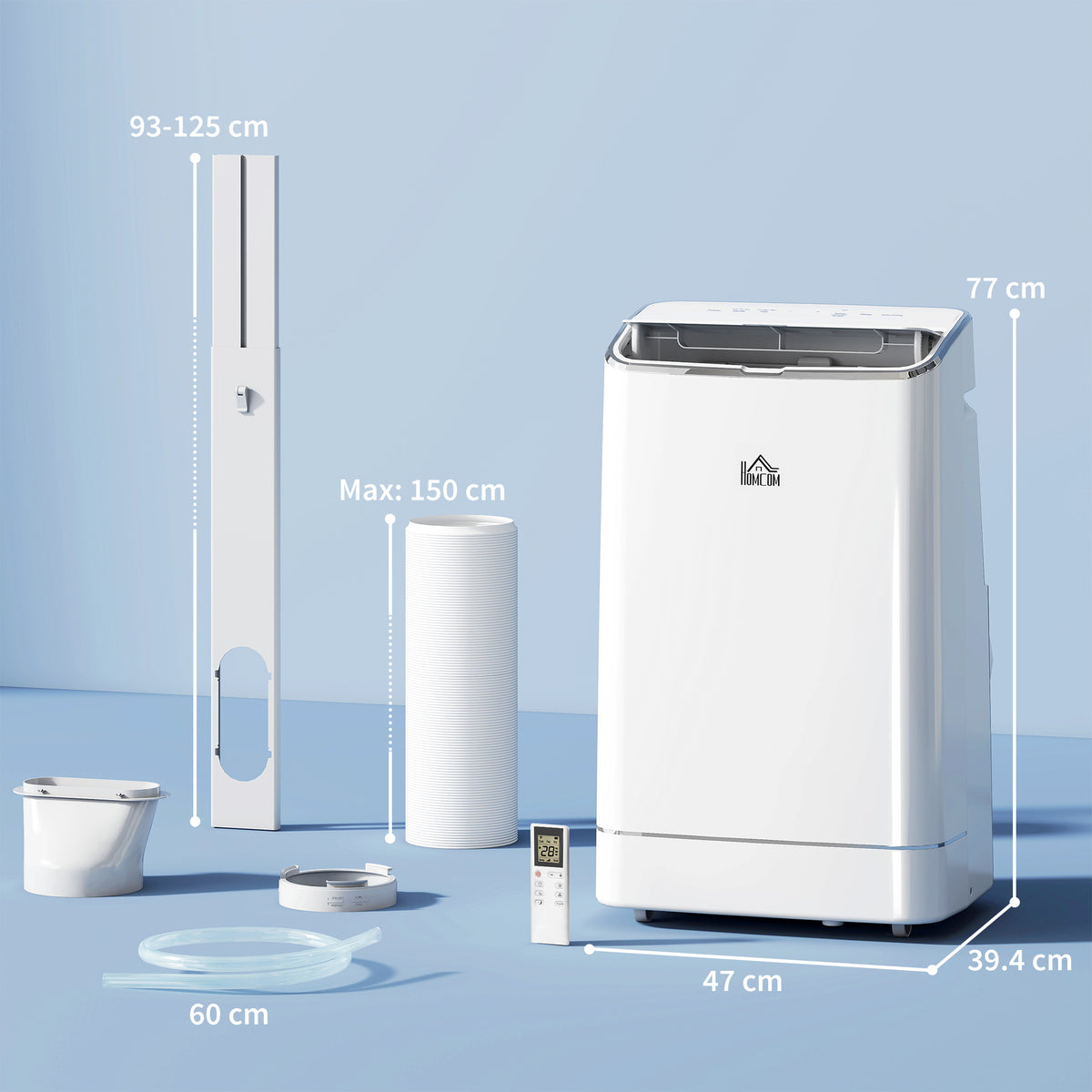 HOMCOM 14000 BTU Mobile Air Conditioner, Smart Home WiFi Compatible, with Heater, Cooler, Dehumidifier, Fan, 24H Timer