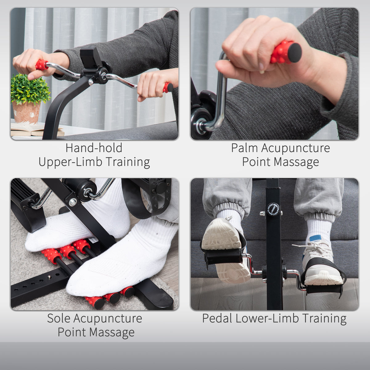 HOMCOM Portable Exercise Bike for Home Pedal Exerciser Height-adjustable 56L x 44- 56W x 75- 97H cm Black and Red