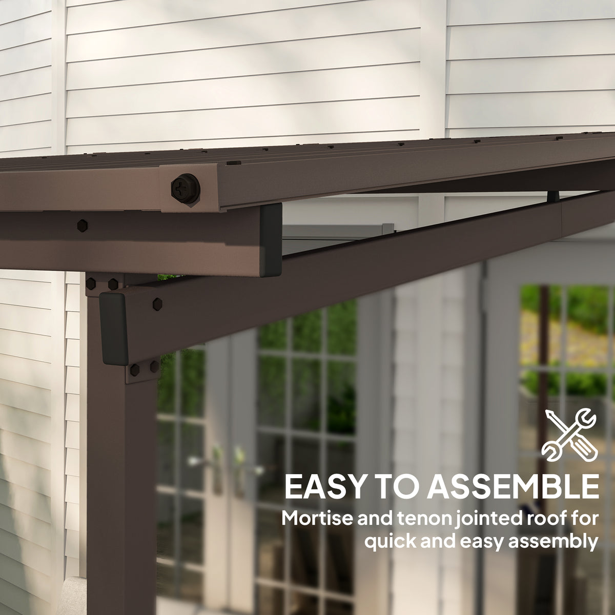 Outsunny pergola roof beam and post with mortise-and-tenon joints