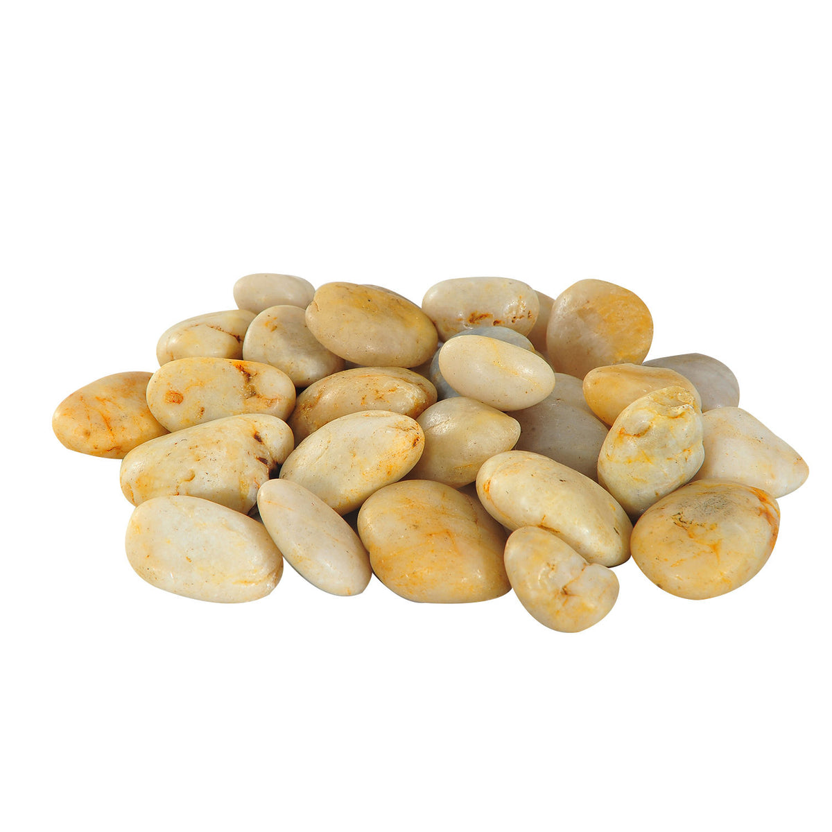 Cream and tan decorative fireplace pebbles