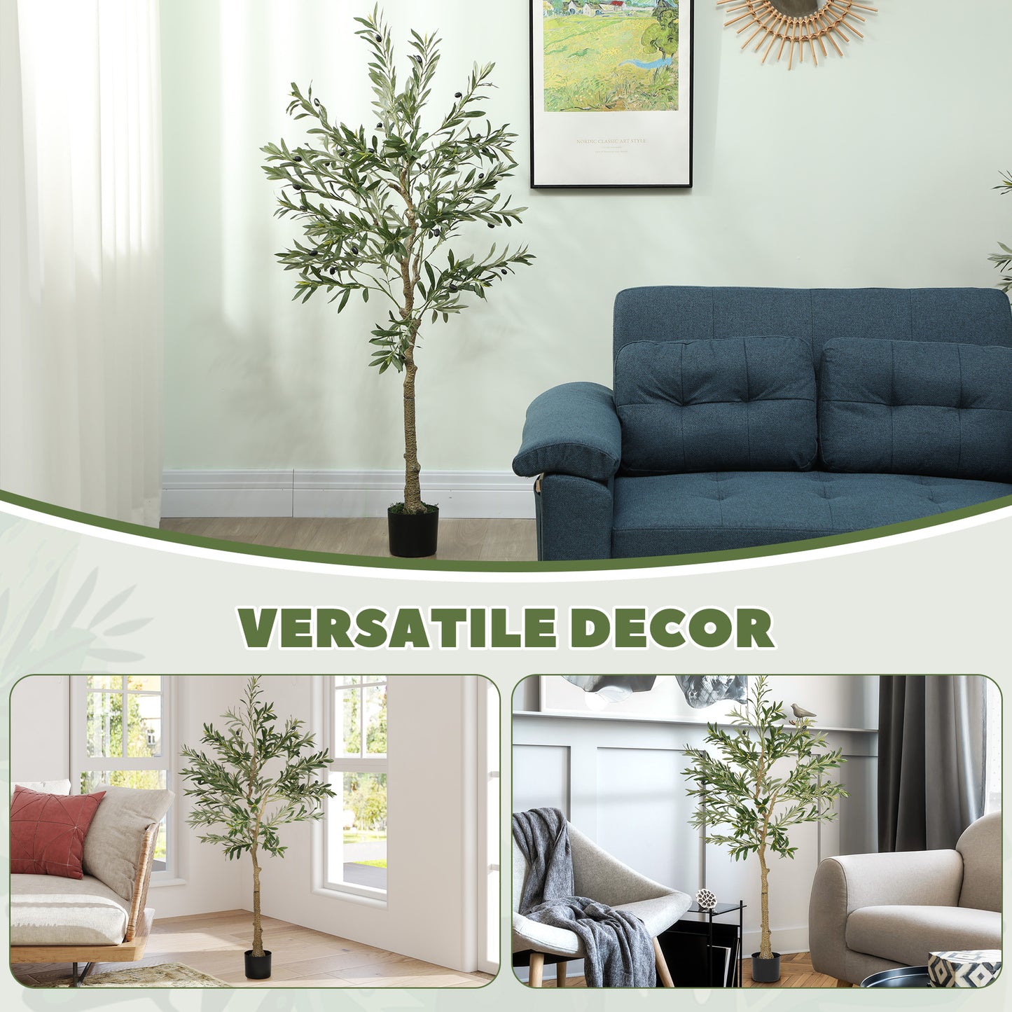 HOMCOM Silk Leaf Artificial Olive Trees