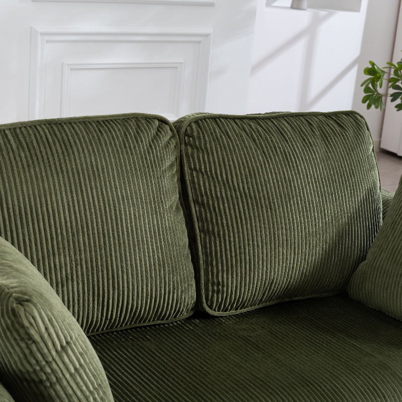 HOMCOM 2 Seater Sofa, 140 cm Loveseat Sofa with Spring Cushions, Metal Legs, 2 Pillows, Dark Green