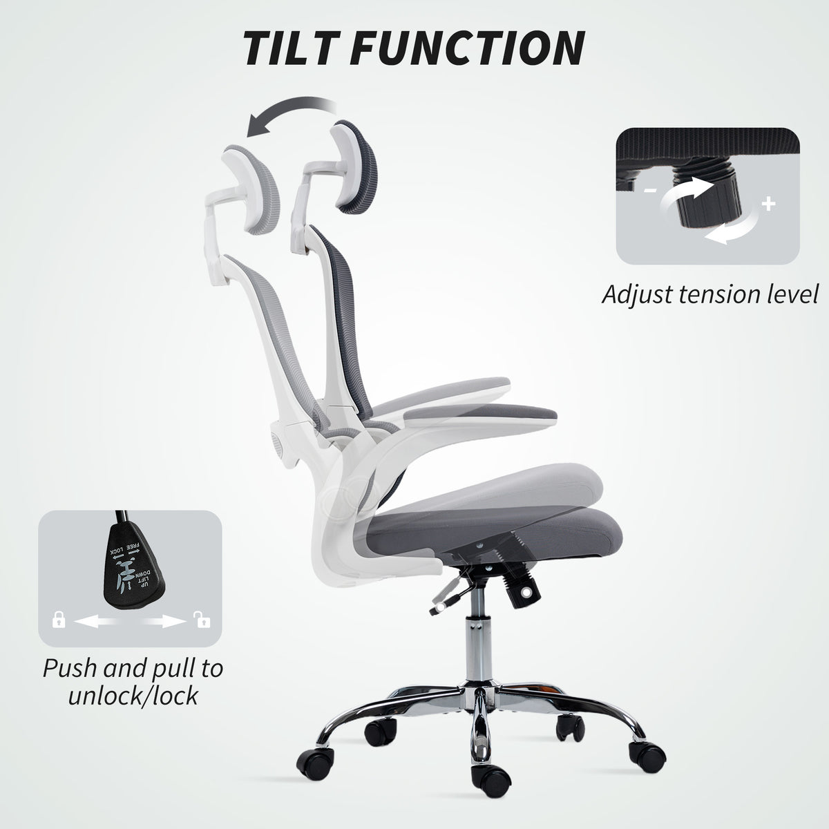 HOMCOM Mesh Back Office Chair, with Lumbar Support - Charcoal Grey
