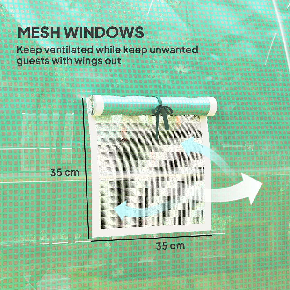 Outsunny 4 x 3 m Polytunnel Greenhouse, with Windows and Doors - Green