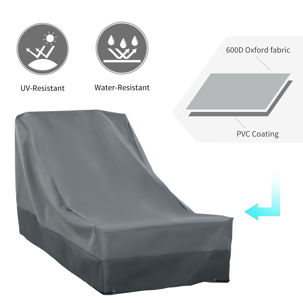 Outsunny lounge furniture cover in dark gray, made with water- and UV-resistant coated fabric