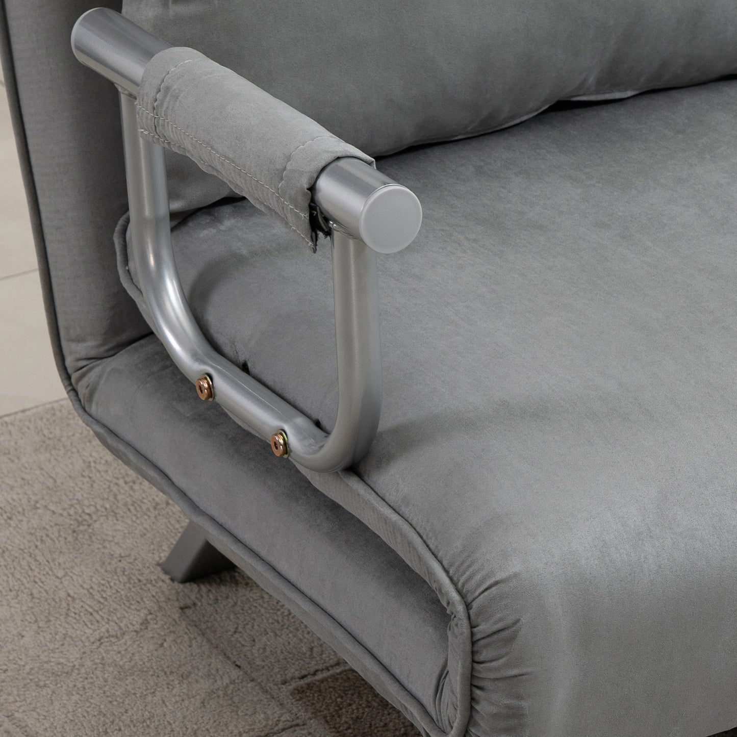 HOMCOM Two-Seater Click-Clack Sofa Bed with Pillows - Light Grey