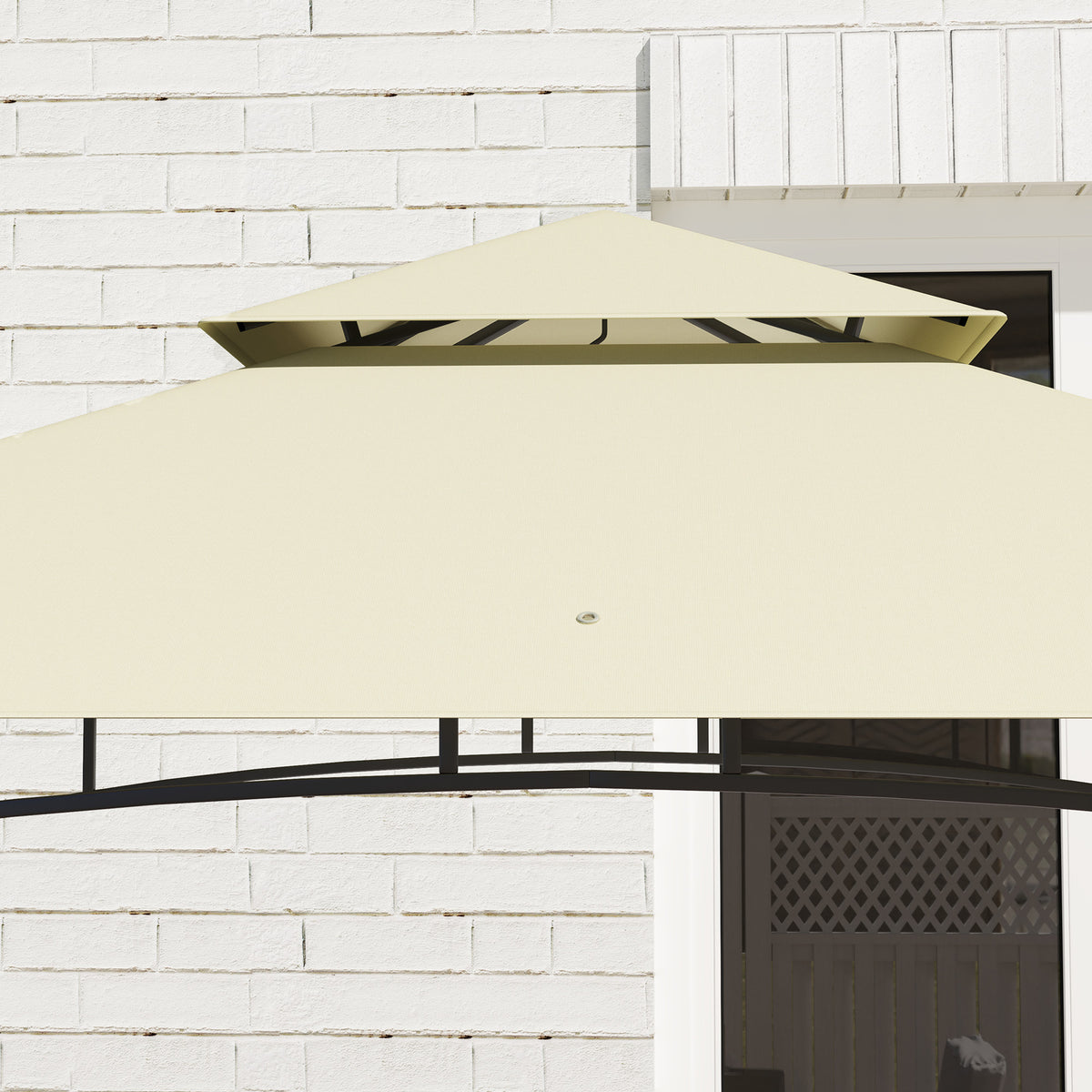 Outsunny 240 x 150cm Grill Gazebo Canopy, Double Tiered Outdoor BBQ Gazebo Shelter with 2 Side Shelves, Storage Baskets, Hook for Garden, Patio, Barbecue, Picnic, Beige