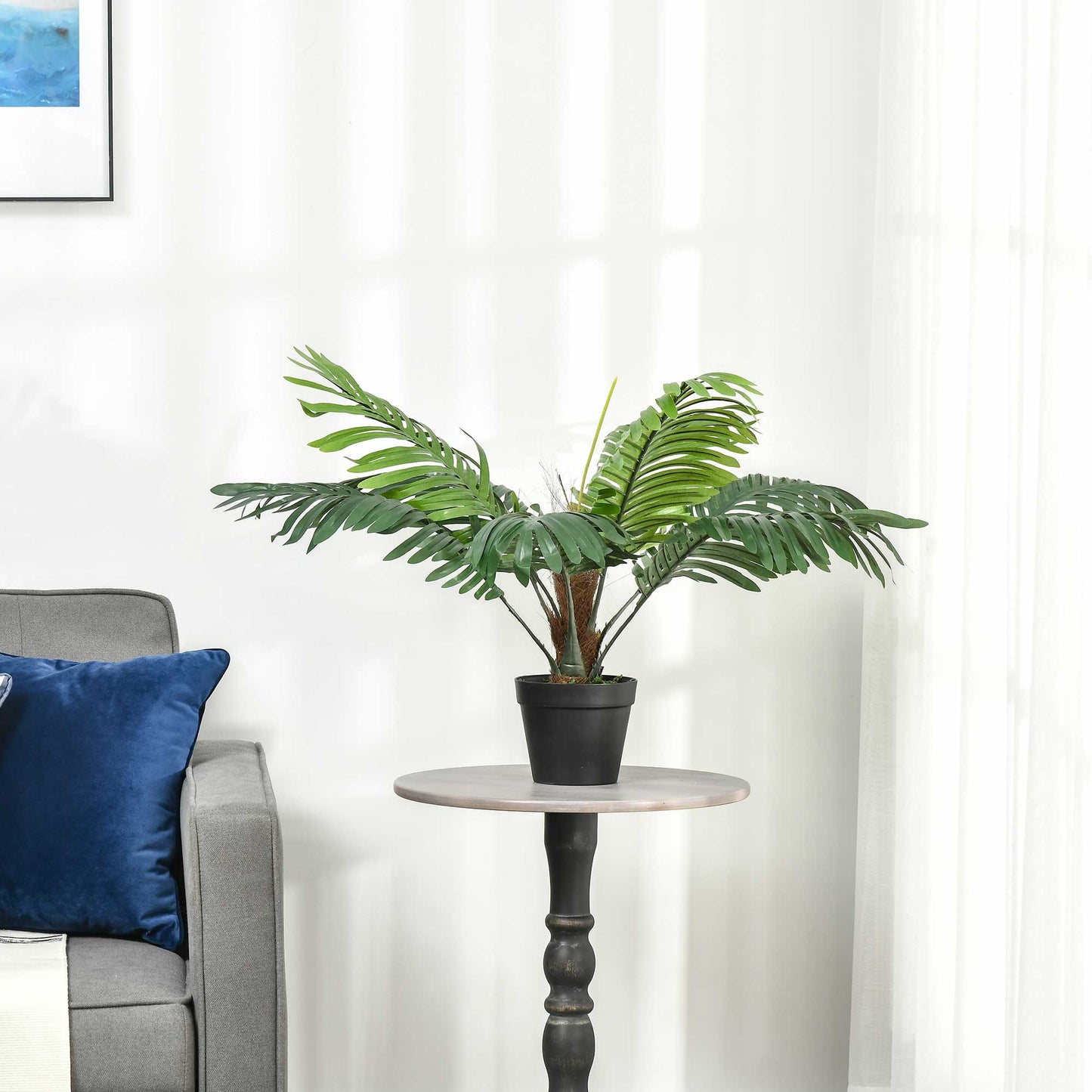 Outsunny 2 Pack 60cm Artificial Palm Tree Decorative Plant with Nursery Pot, Fake Tropical Tree for Indoor Outdoor Decor