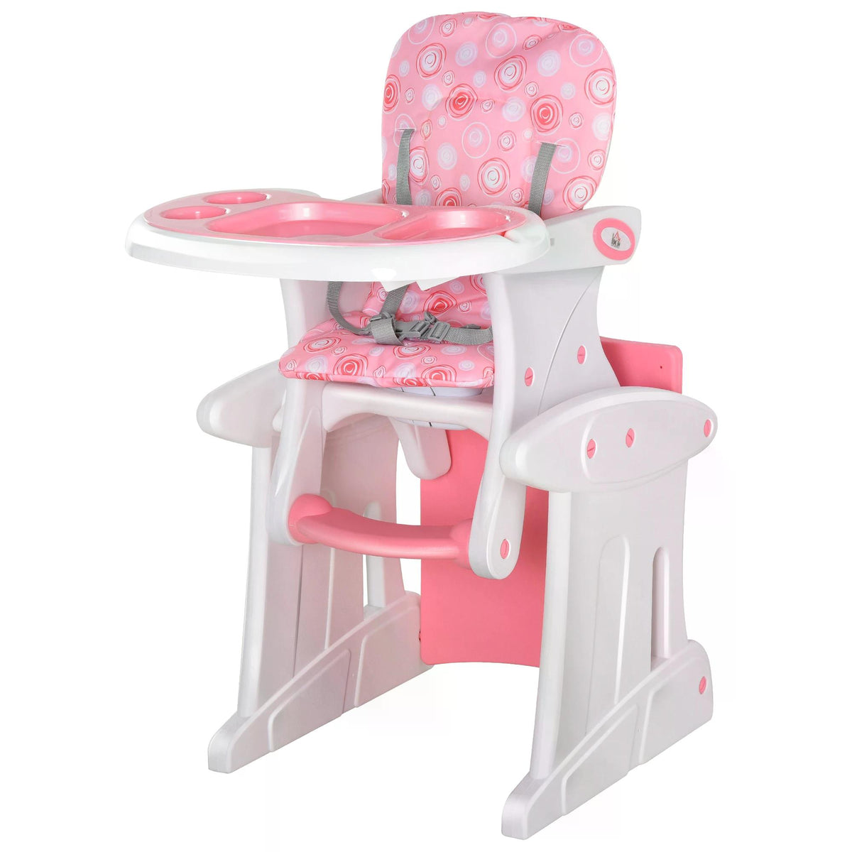 Photo of HOMCOM HDPE 3-in-1 Baby Booster High Chair Pink in Pink colour on a white background