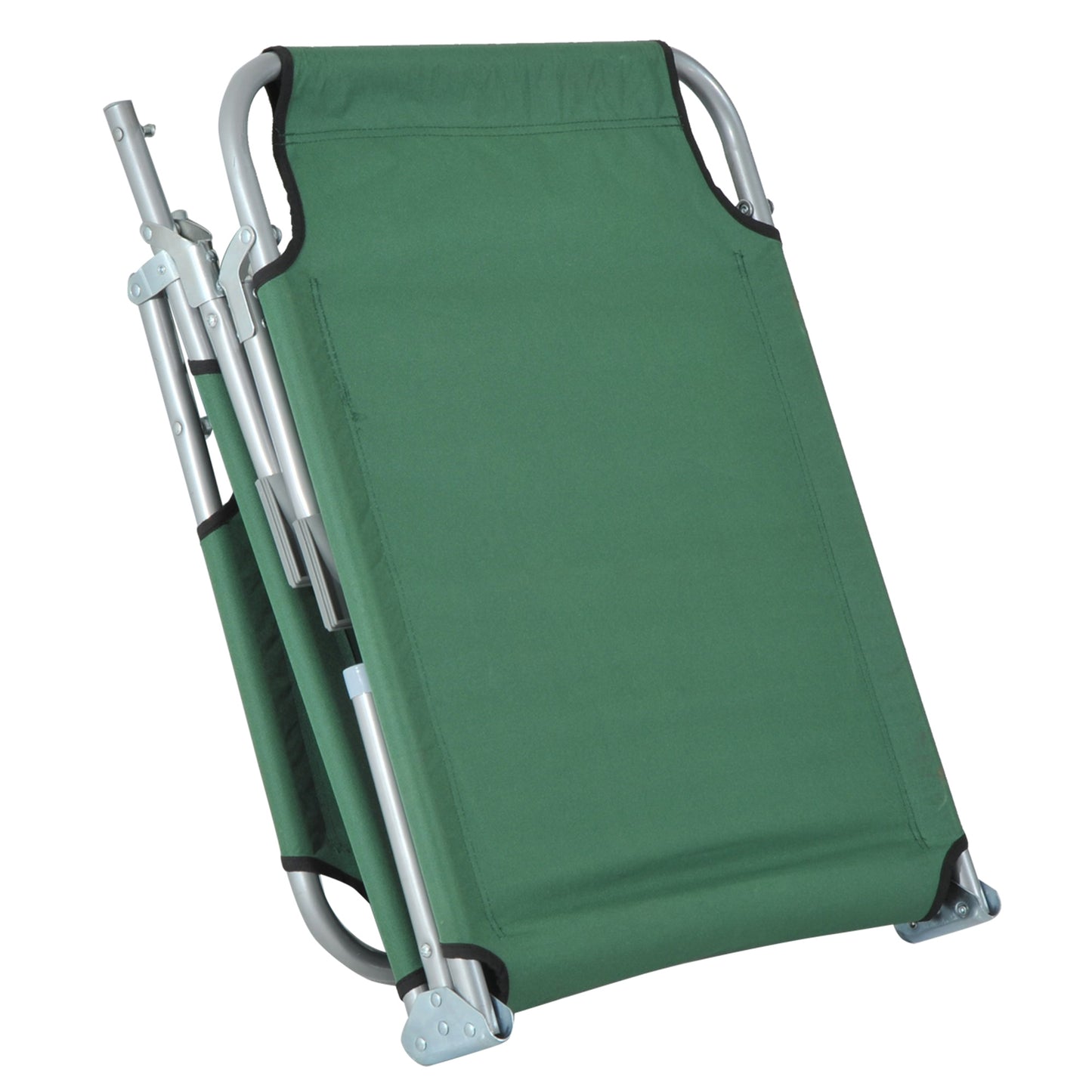 Outsunny Reclining Sun Lounger Chair Folding Camping Bed with 4-Position Adjustable Backrest, for Travel Indoor Outdoor Office Fishing, Green